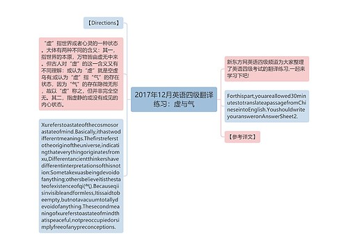 2017年12月英语四级翻译练习：虚与气