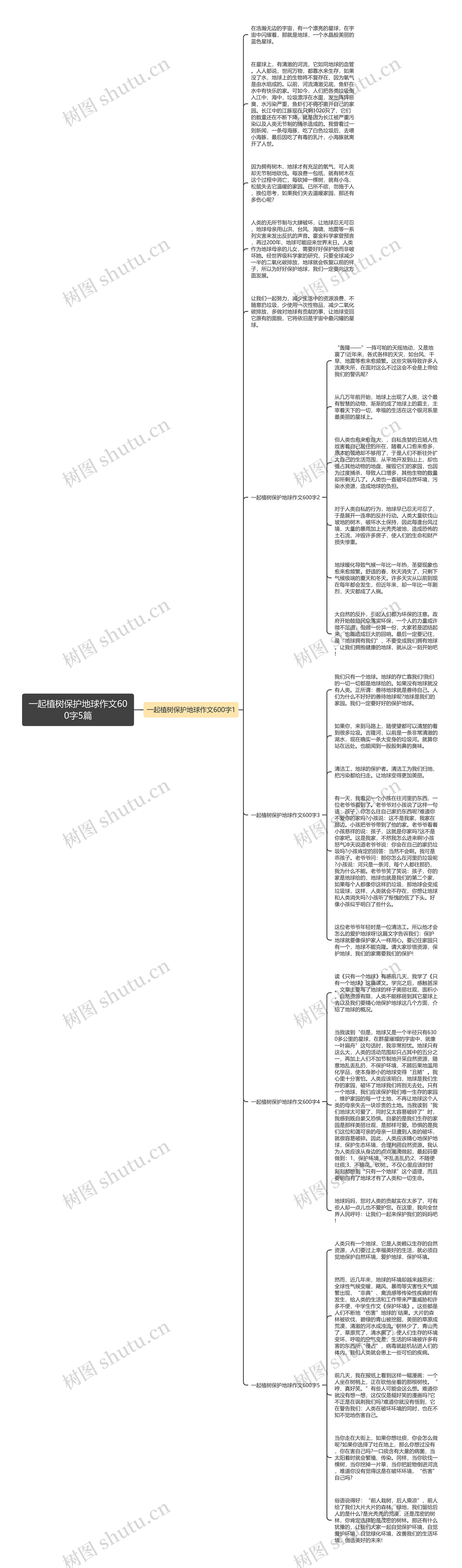 一起植树保护地球作文600字5篇思维导图