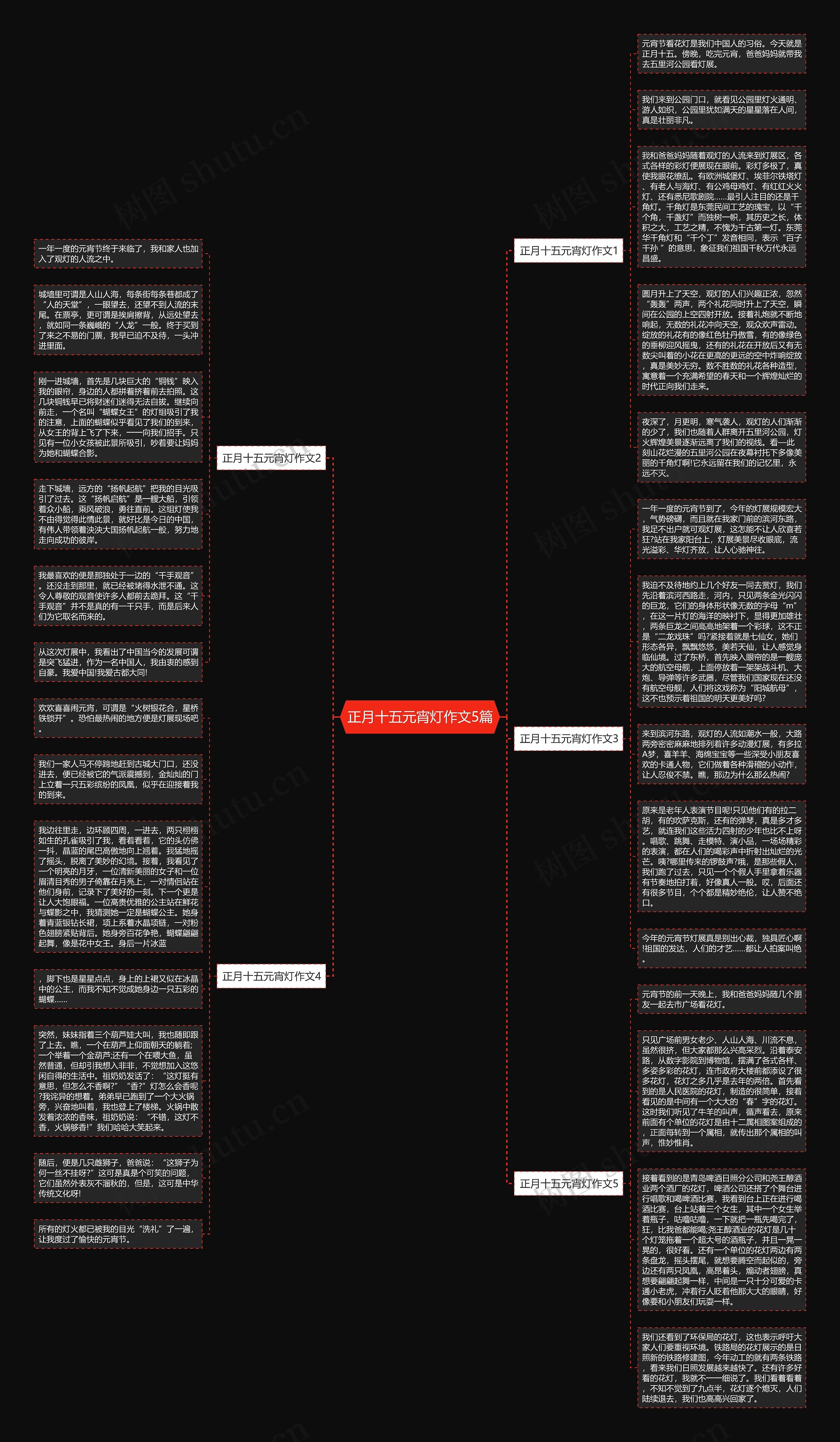 正月十五元宵灯作文5篇思维导图