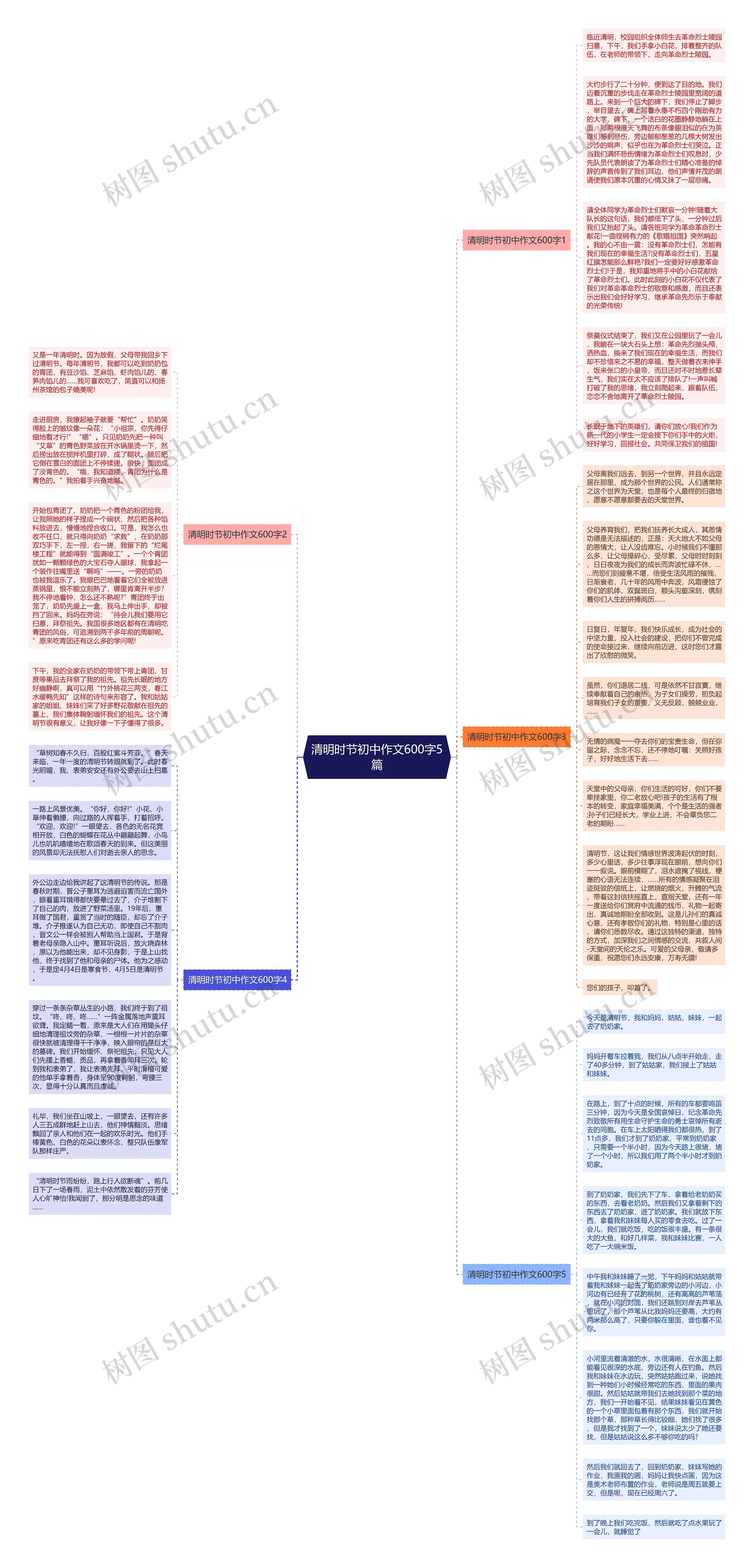 清明时节初中作文600字5篇思维导图
