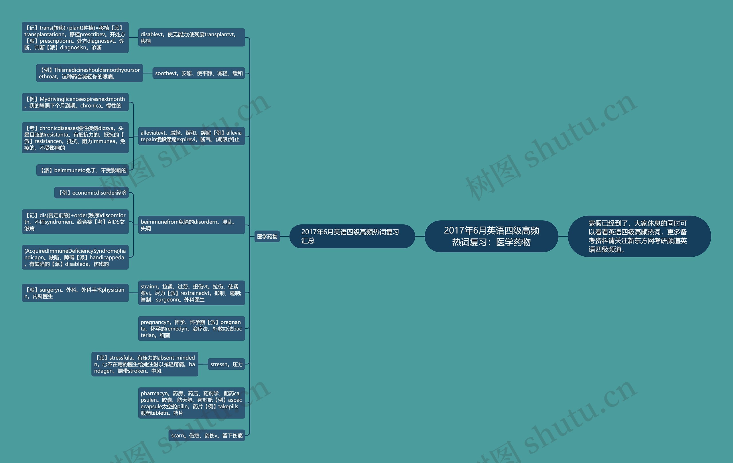 2017年6月英语四级高频热词复习：医学药物思维导图