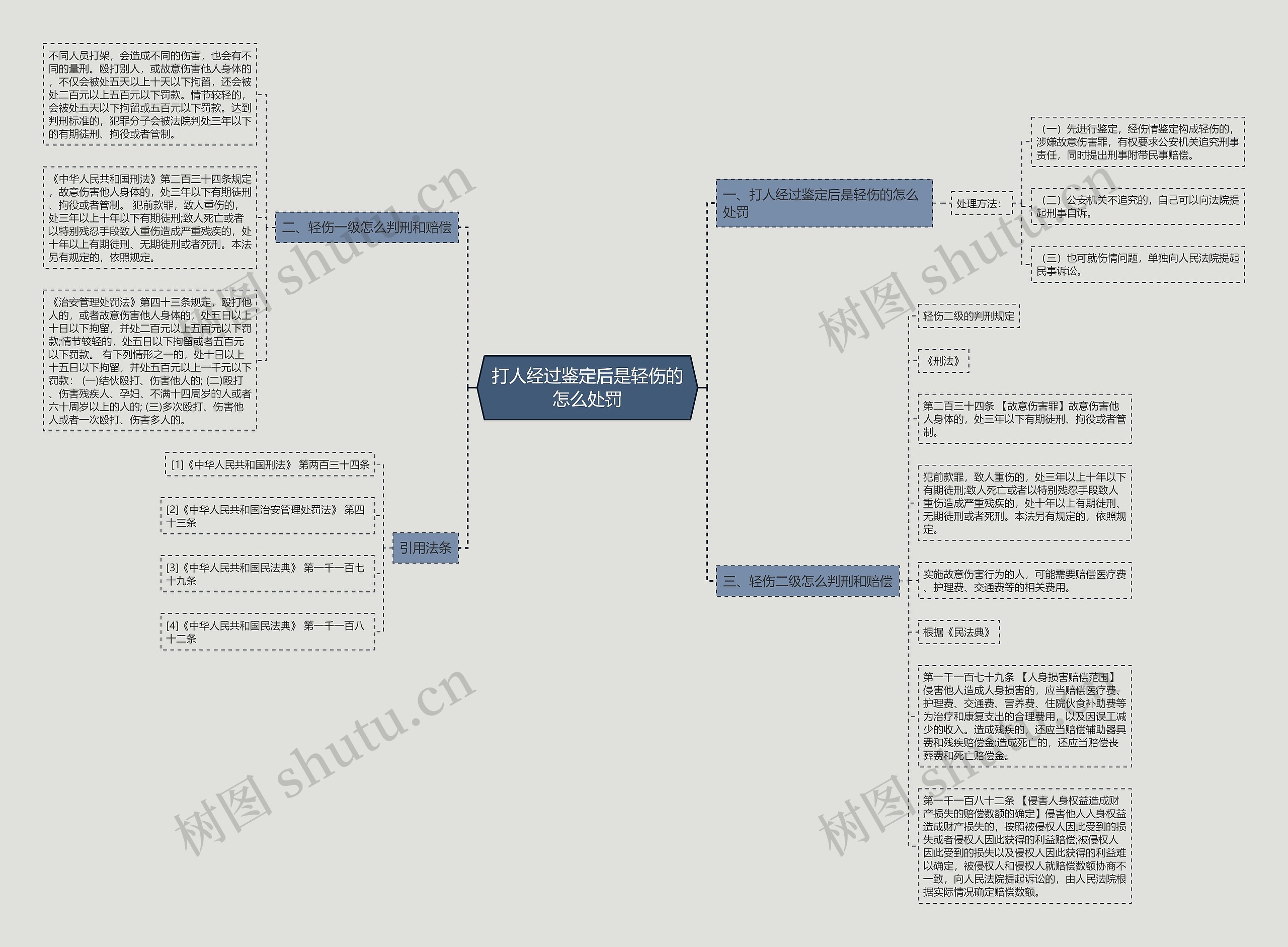 打人经过鉴定后是轻伤的怎么处罚思维导图