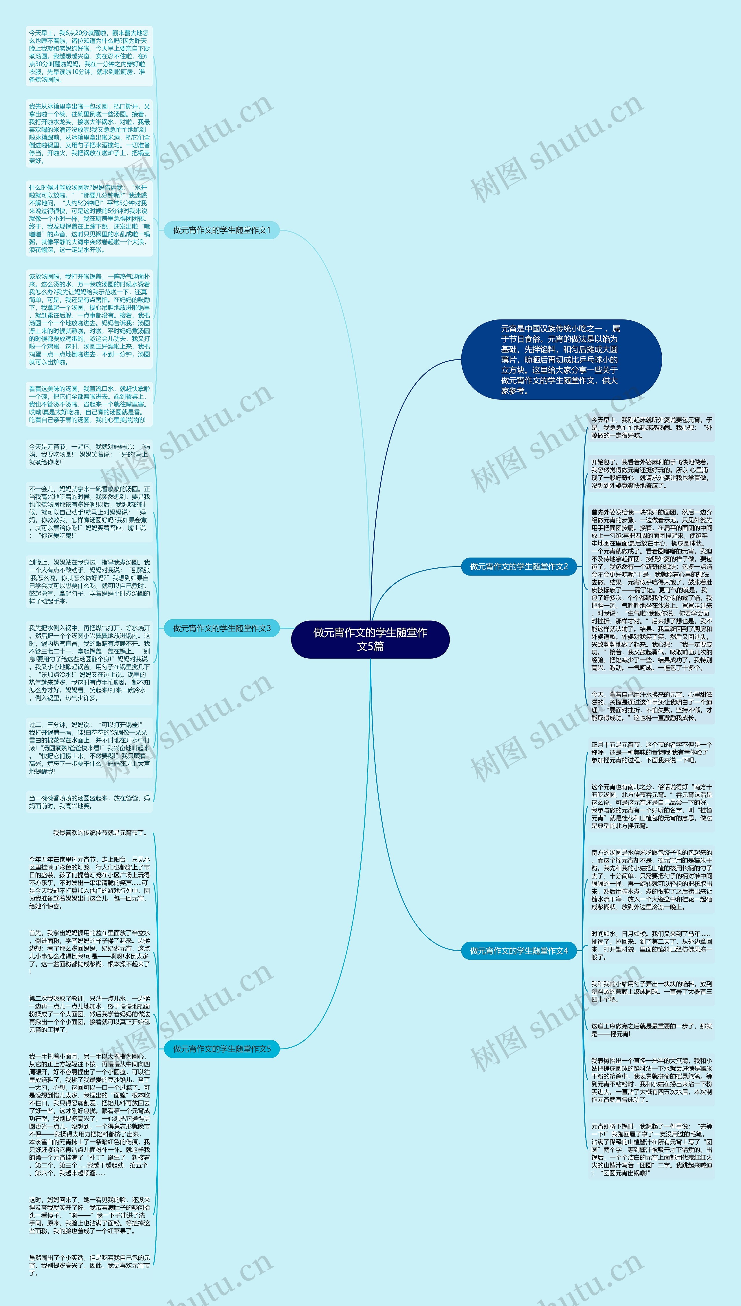 做元宵作文的学生随堂作文5篇思维导图