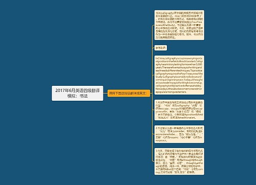 2017年6月英语四级翻译模拟：书法