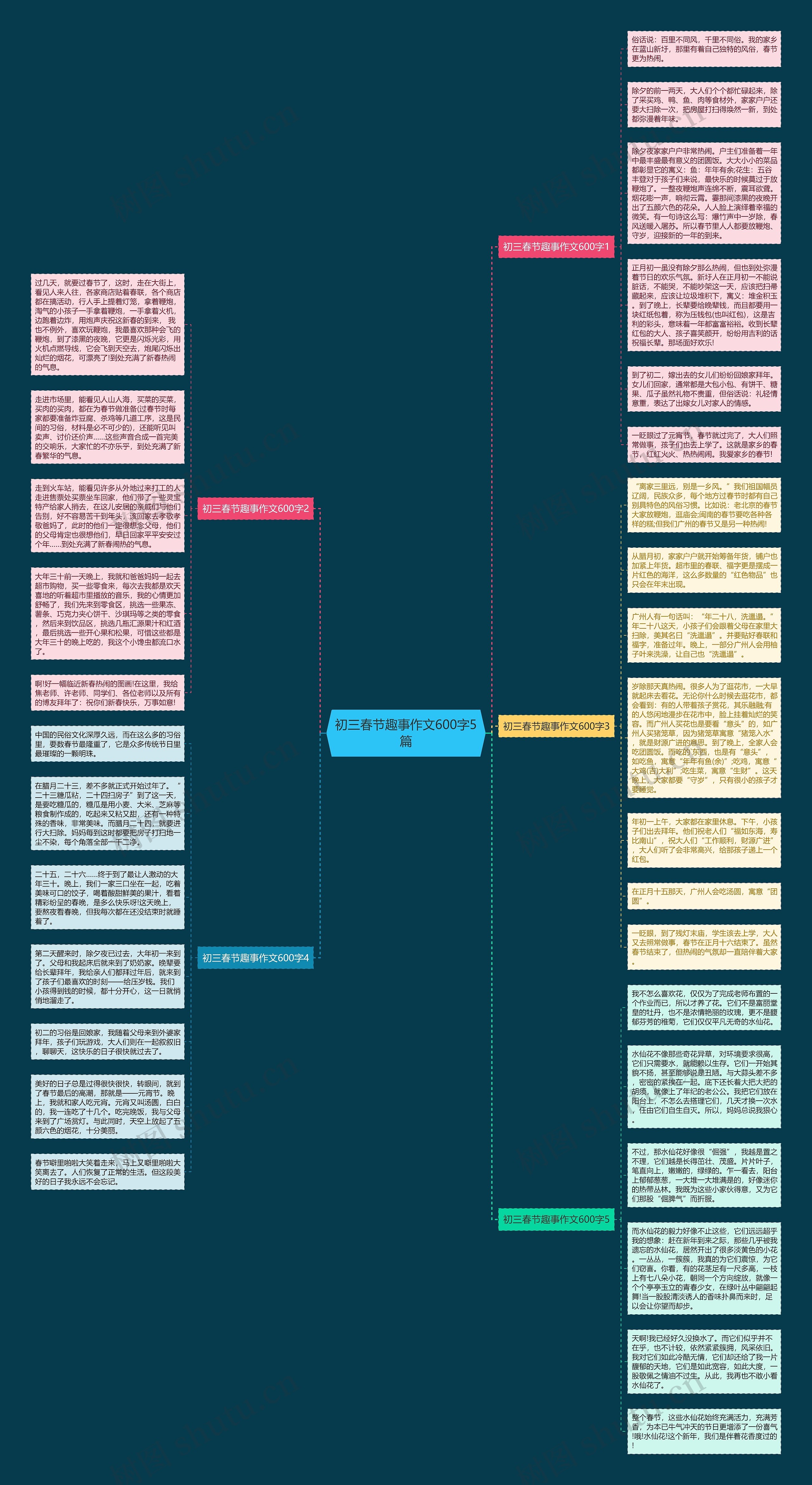 初三春节趣事作文600字5篇思维导图