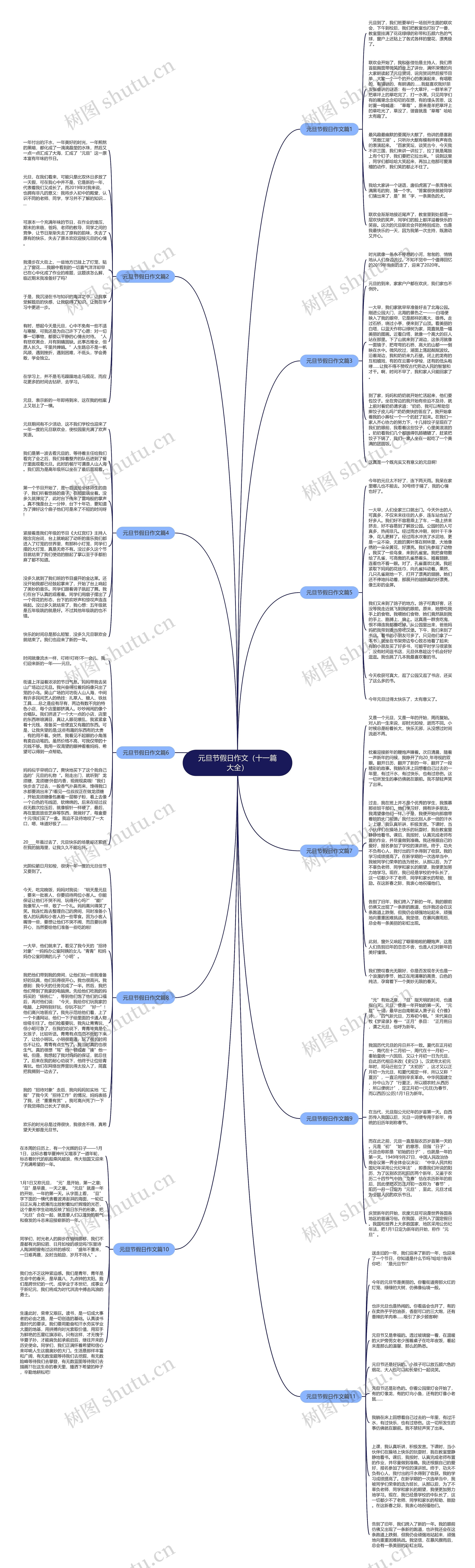元旦节假日作文（十一篇大全）思维导图