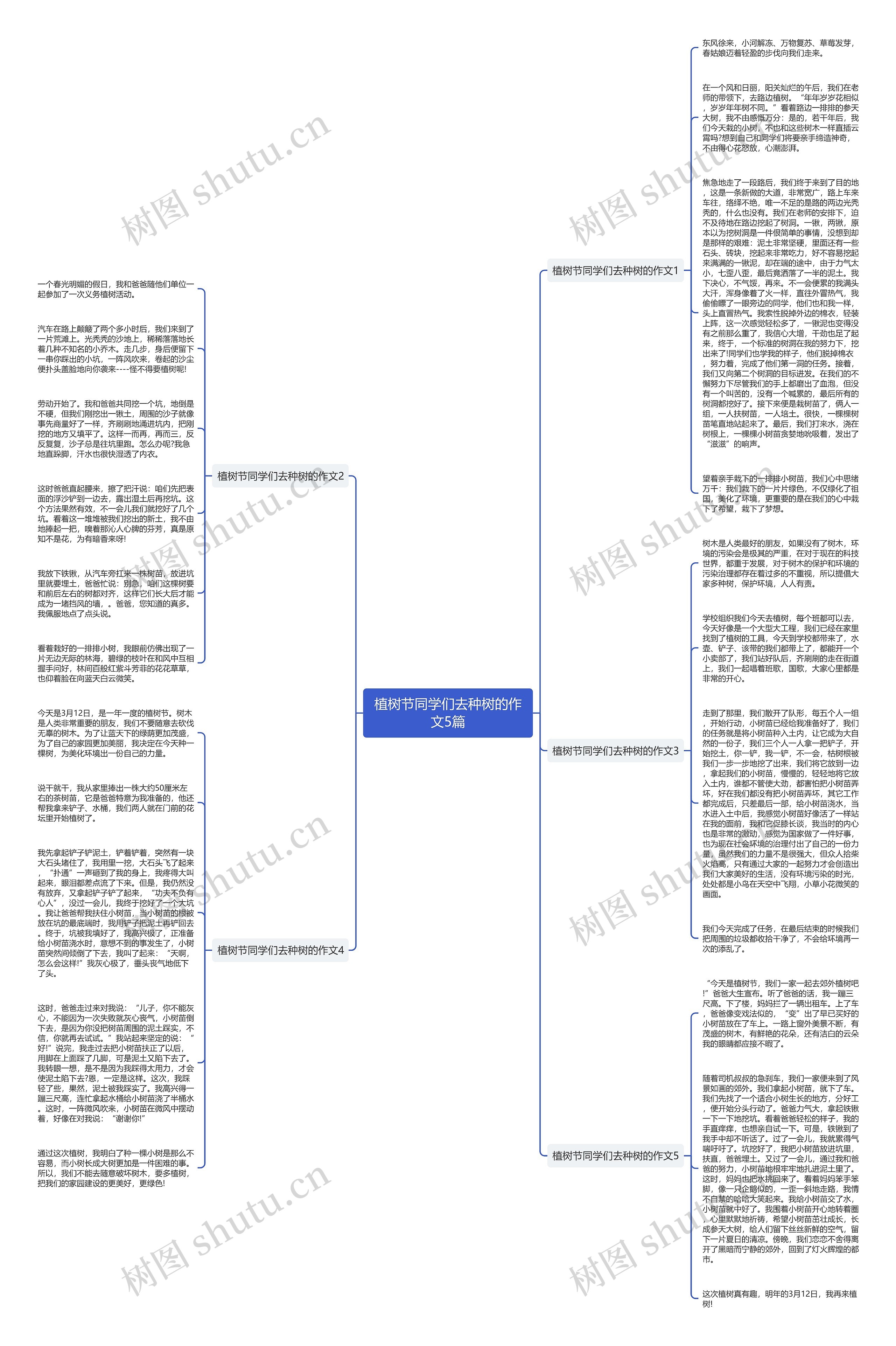 植树节同学们去种树的作文5篇思维导图