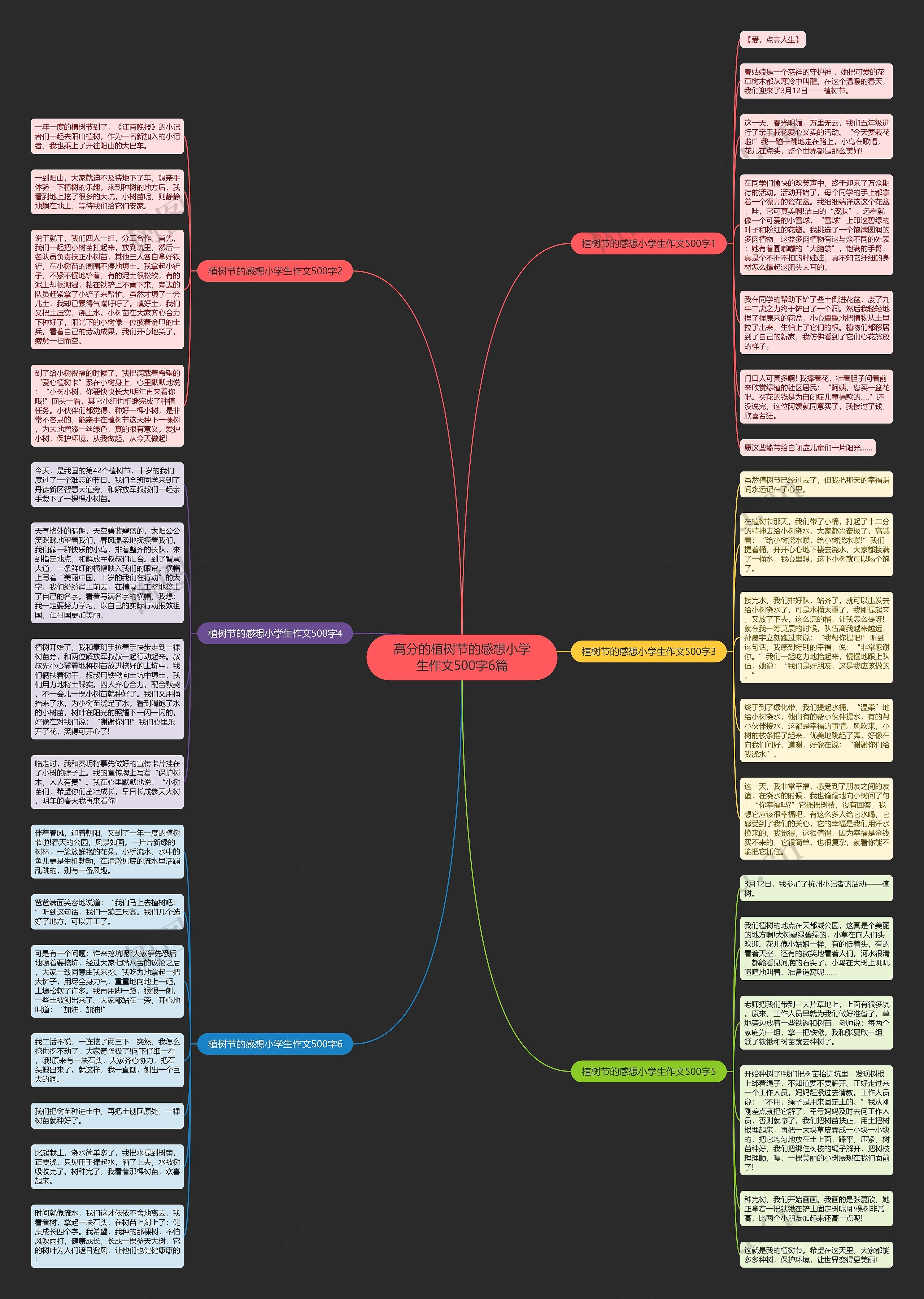 高分的植树节的感想小学生作文500字6篇思维导图