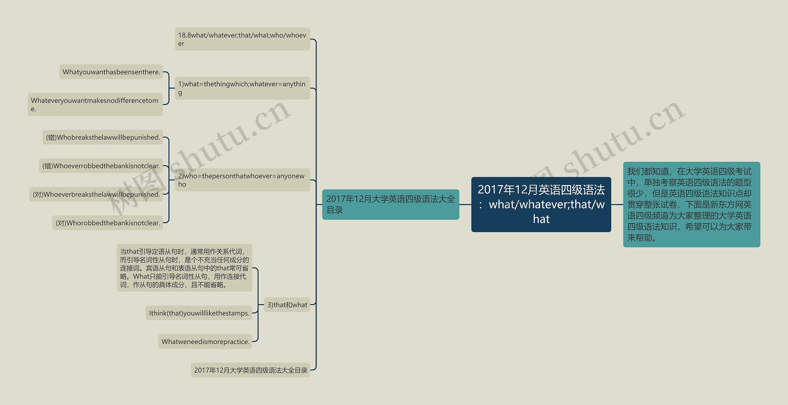 2017年12月英语四级语法：what/whatever;that/what思维导图