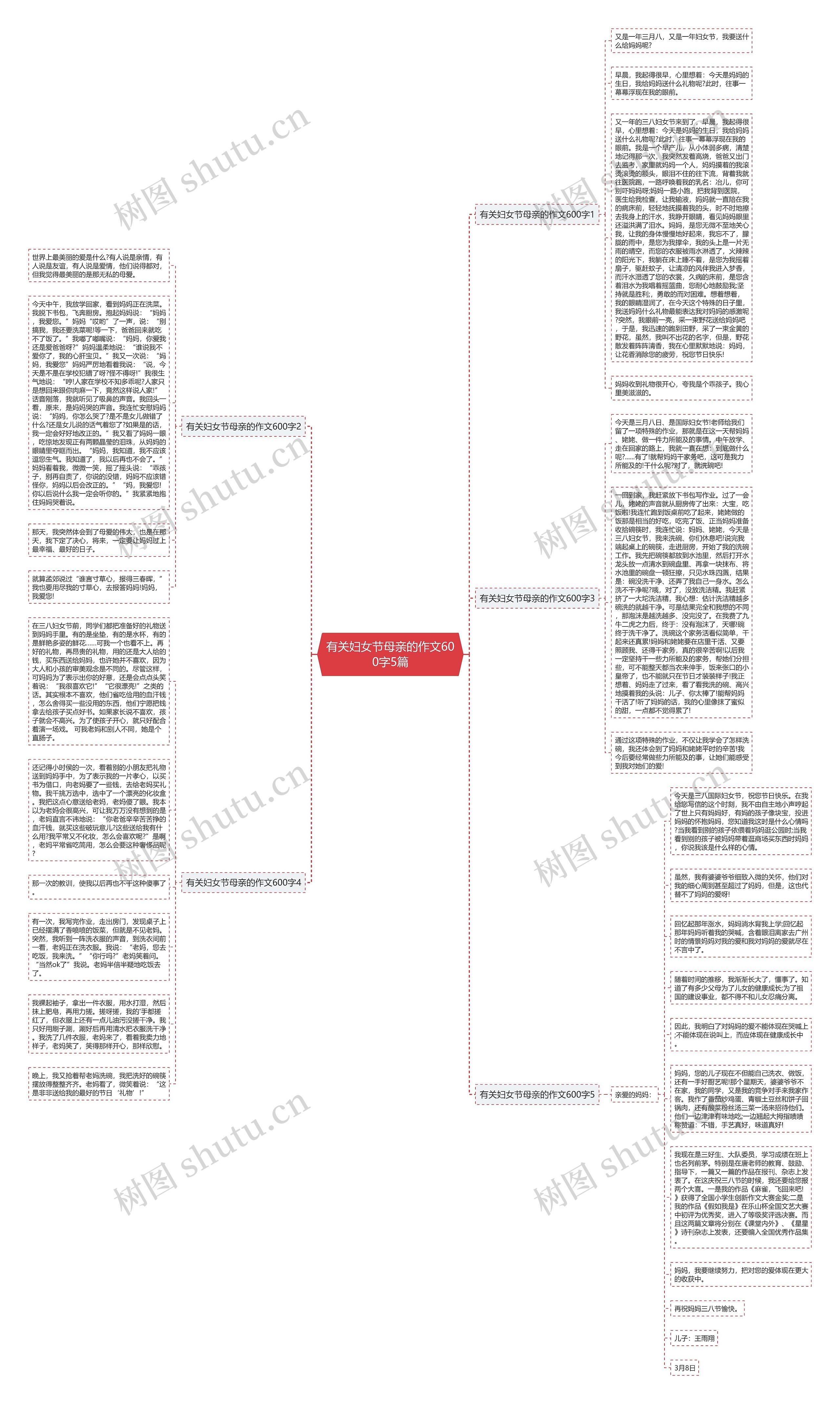 有关妇女节母亲的作文600字5篇思维导图