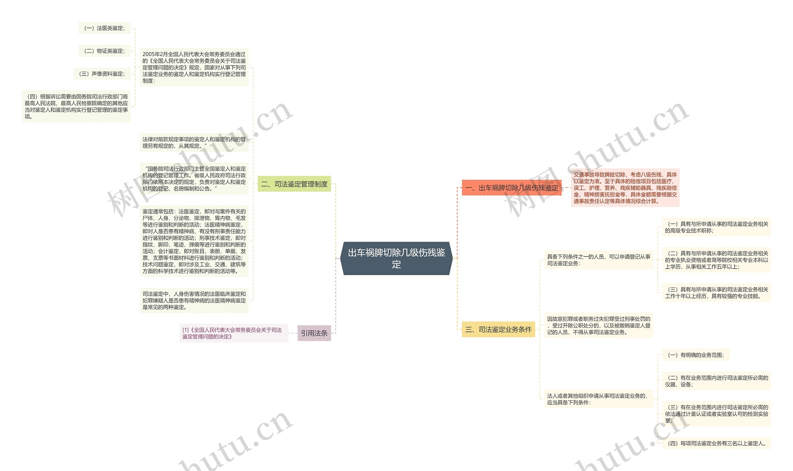 出车祸脾切除几级伤残鉴定思维导图