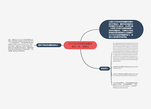 2017年6月英语四级翻译每日一练：城镇化