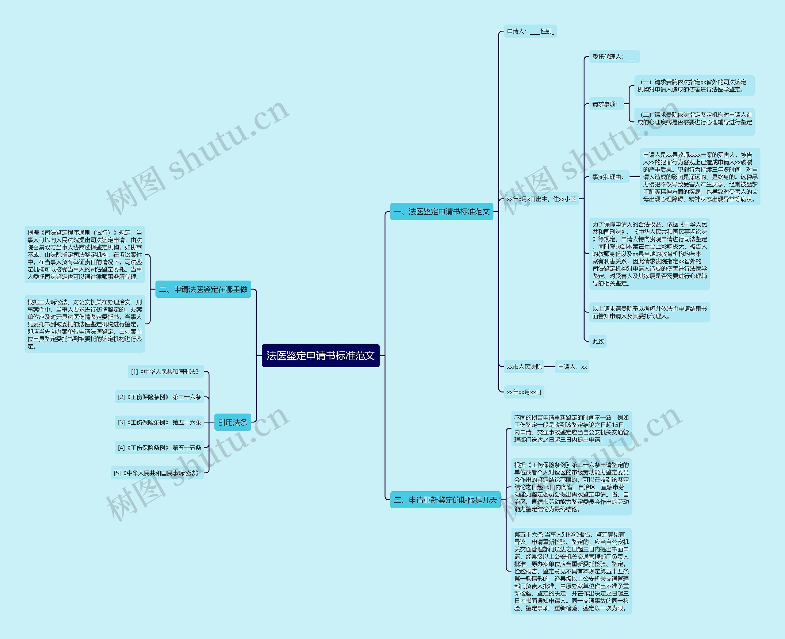 法医鉴定申请书标准范文思维导图