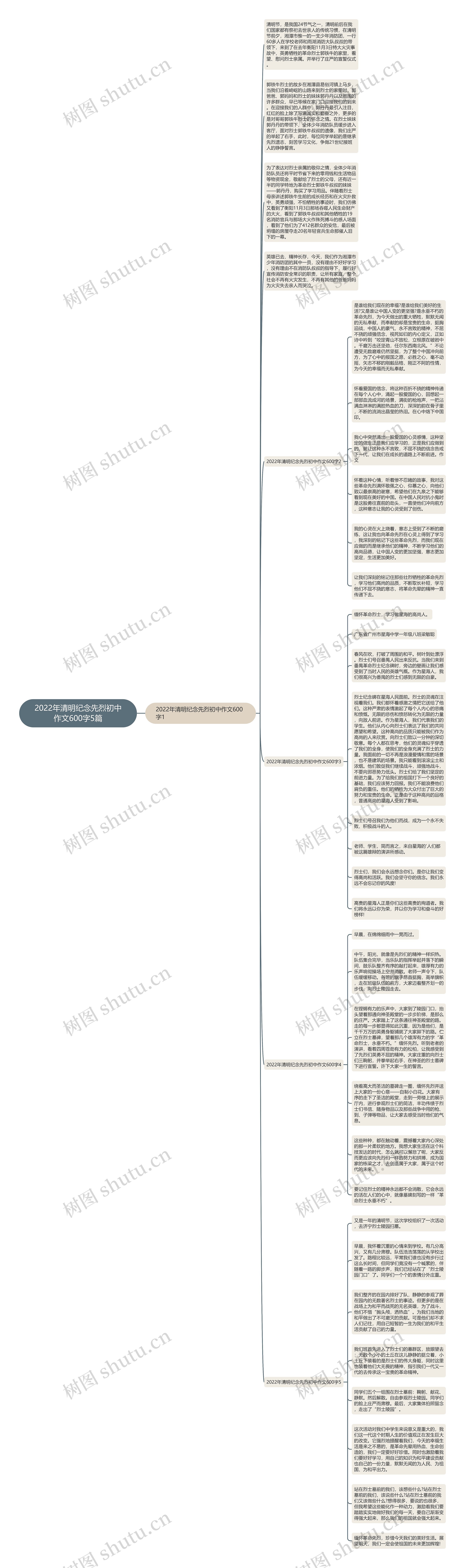 2022年清明纪念先烈初中作文600字5篇思维导图