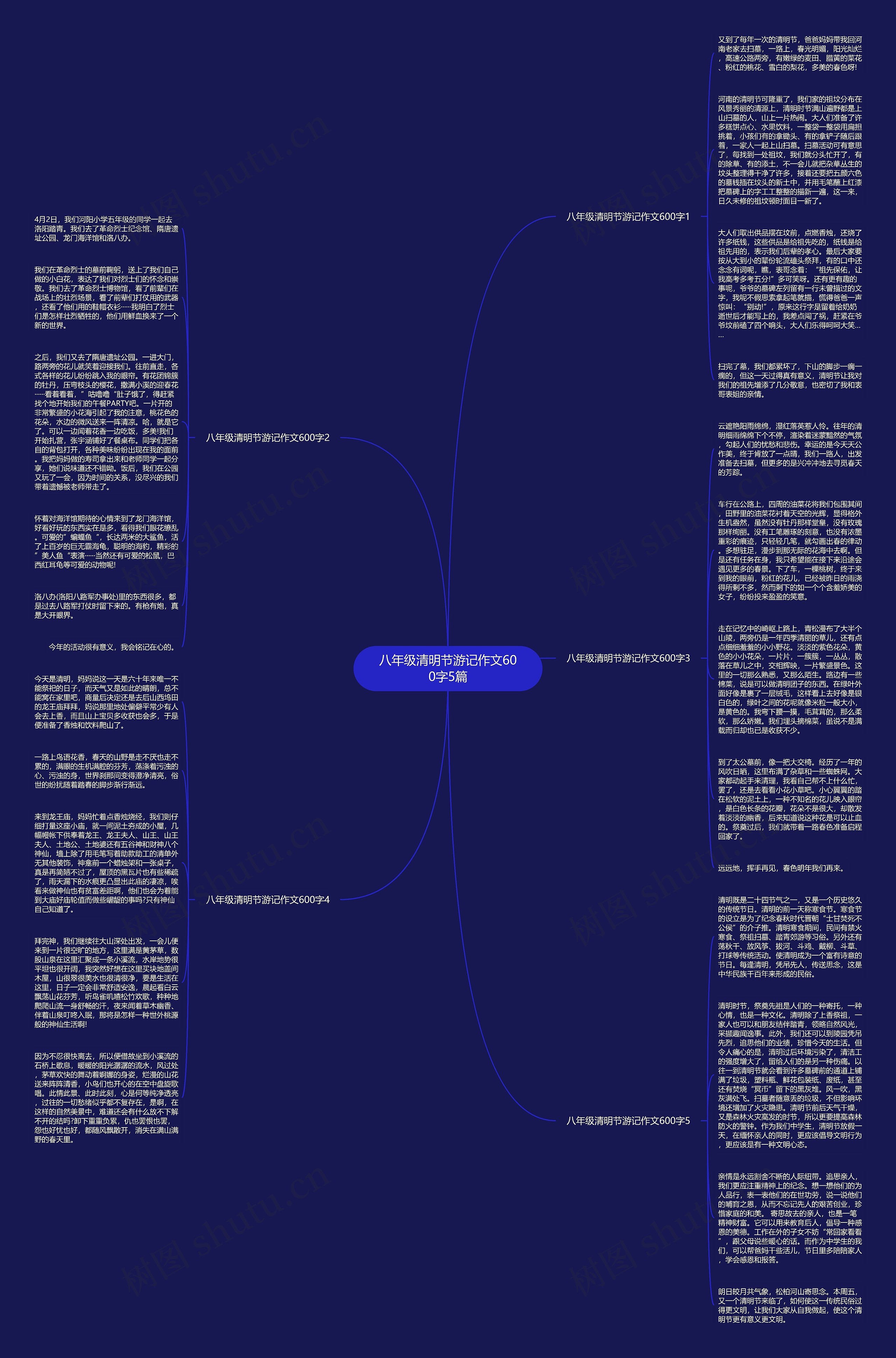 八年级清明节游记作文600字5篇思维导图