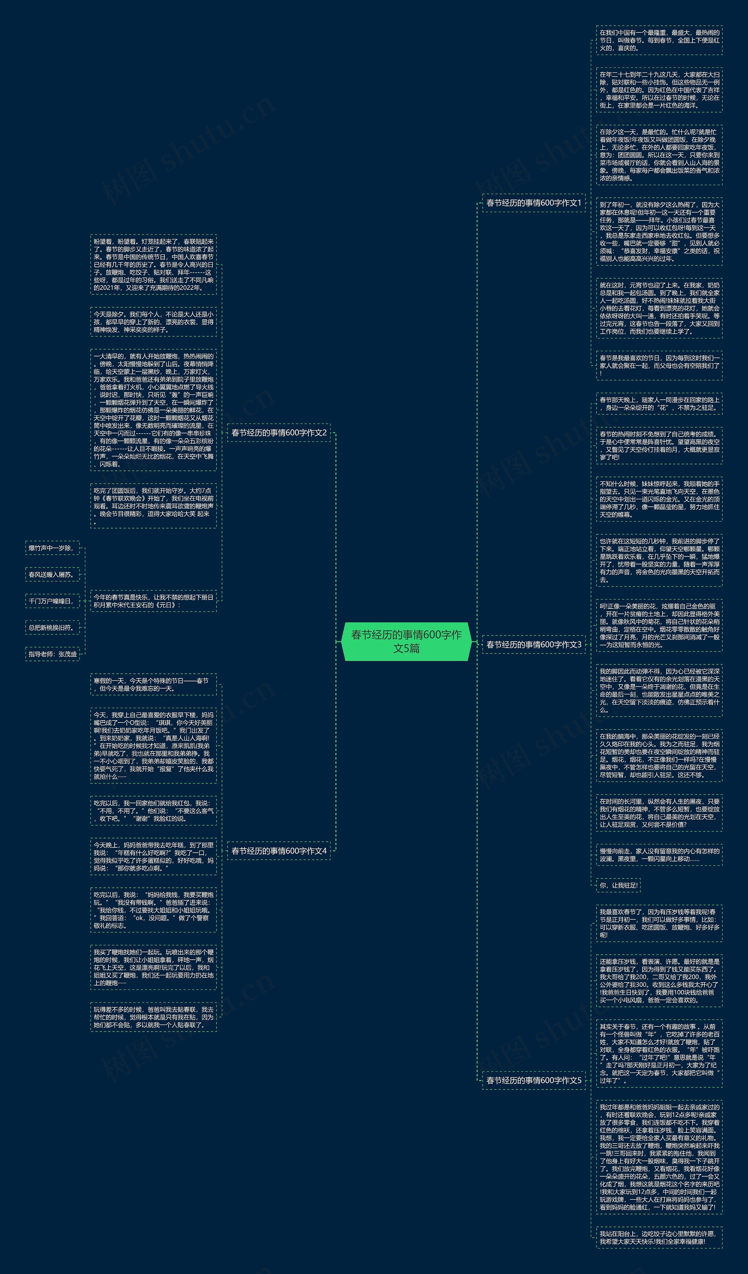 春节经历的事情600字作文5篇思维导图