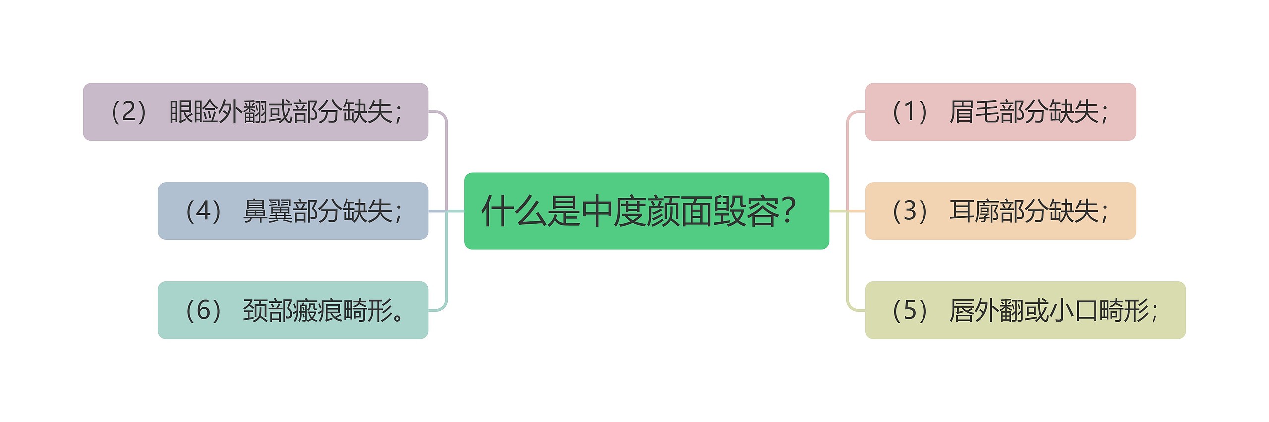 什么是中度颜面毁容？思维导图