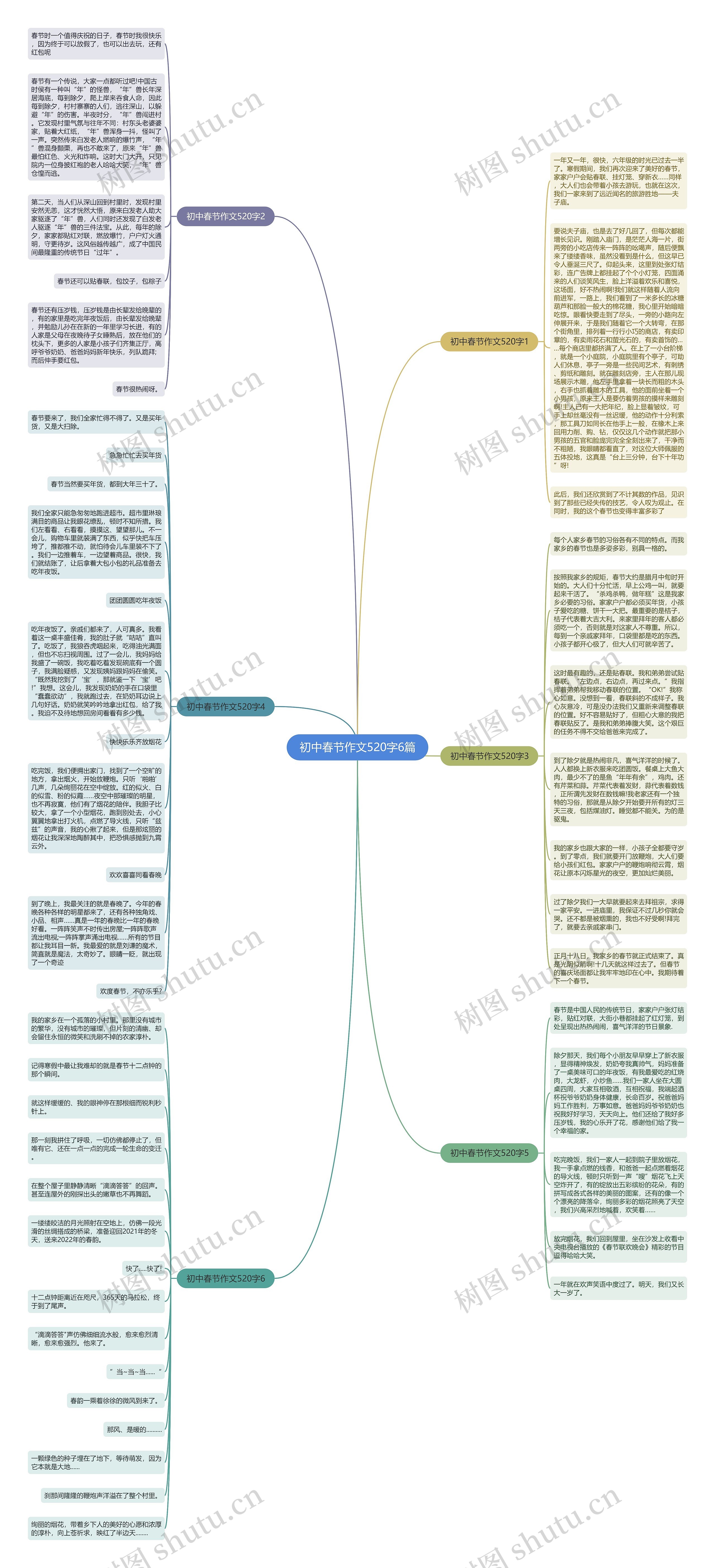 初中春节作文520字6篇思维导图