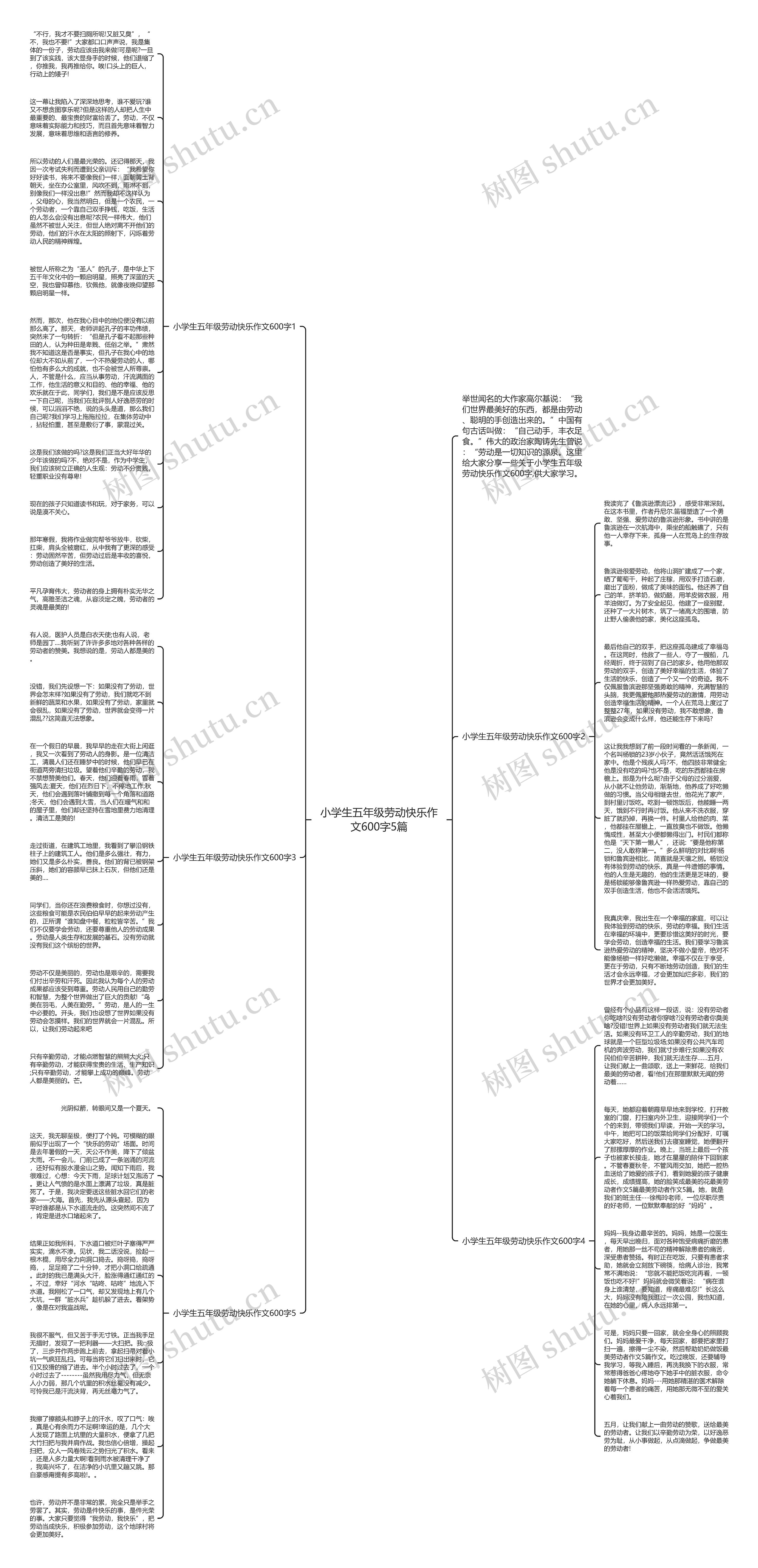 小学生五年级劳动快乐作文600字5篇思维导图