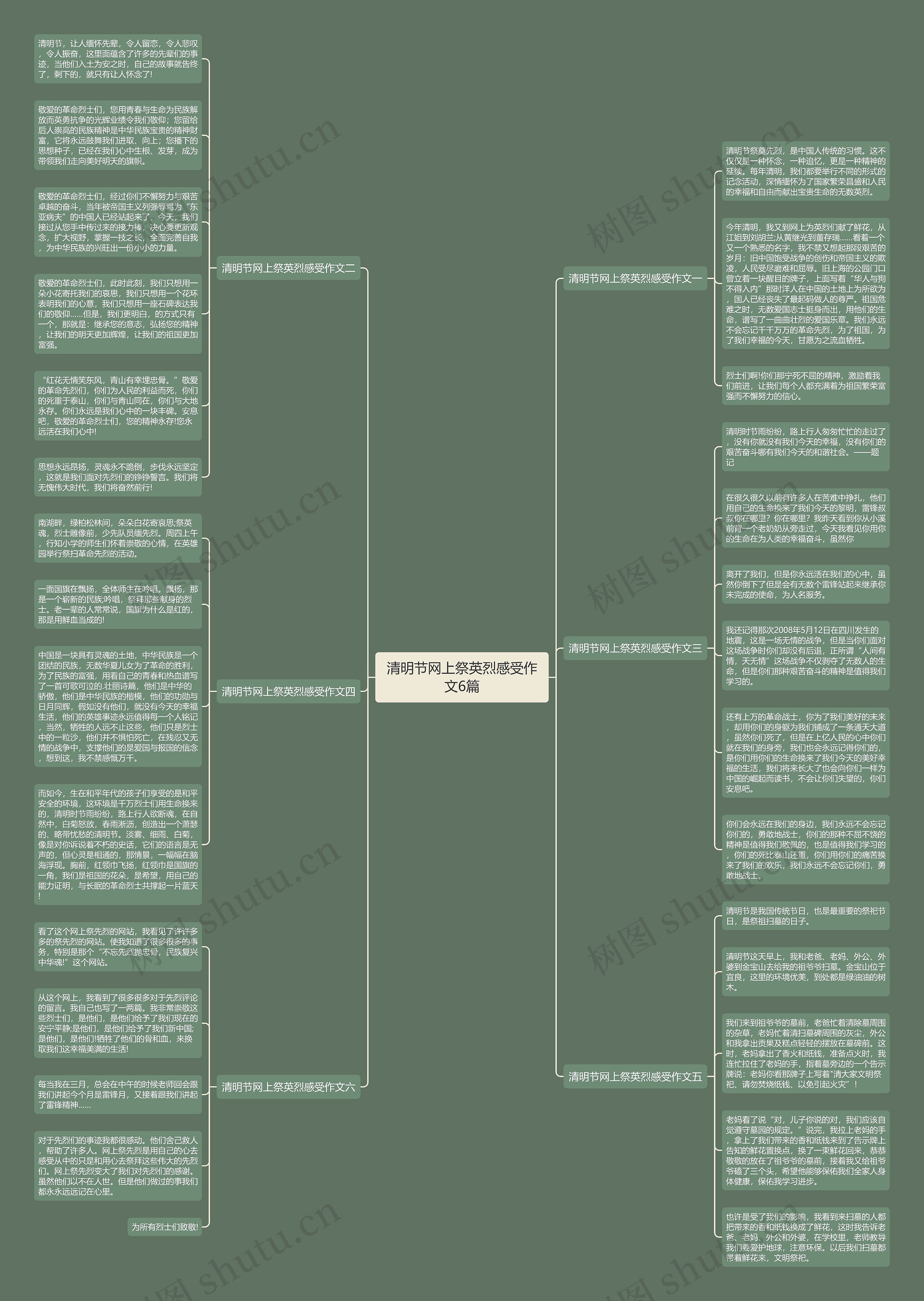 清明节网上祭英烈感受作文6篇思维导图