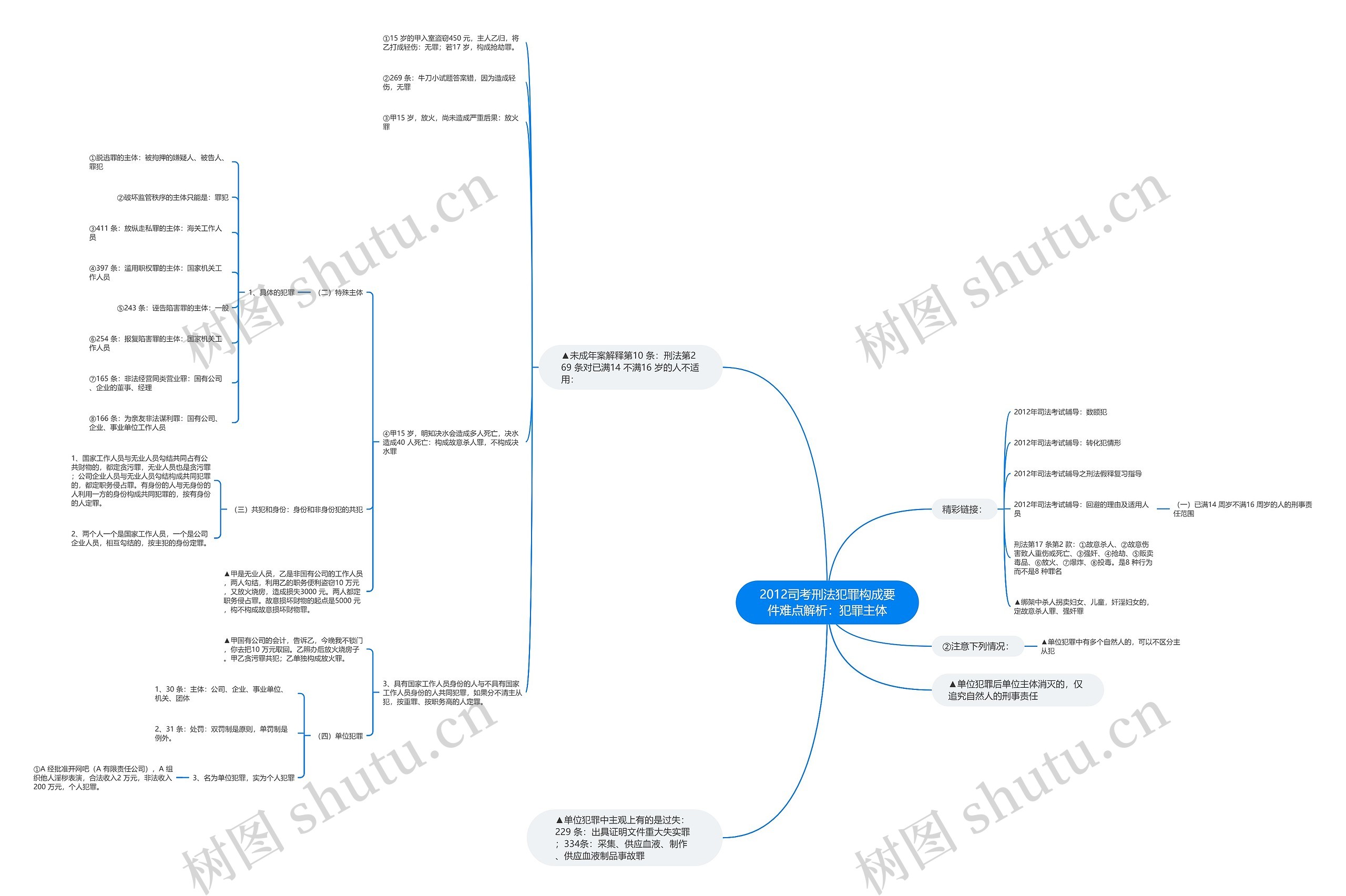 2012司考刑法犯罪构成要件难点解析：犯罪主体思维导图