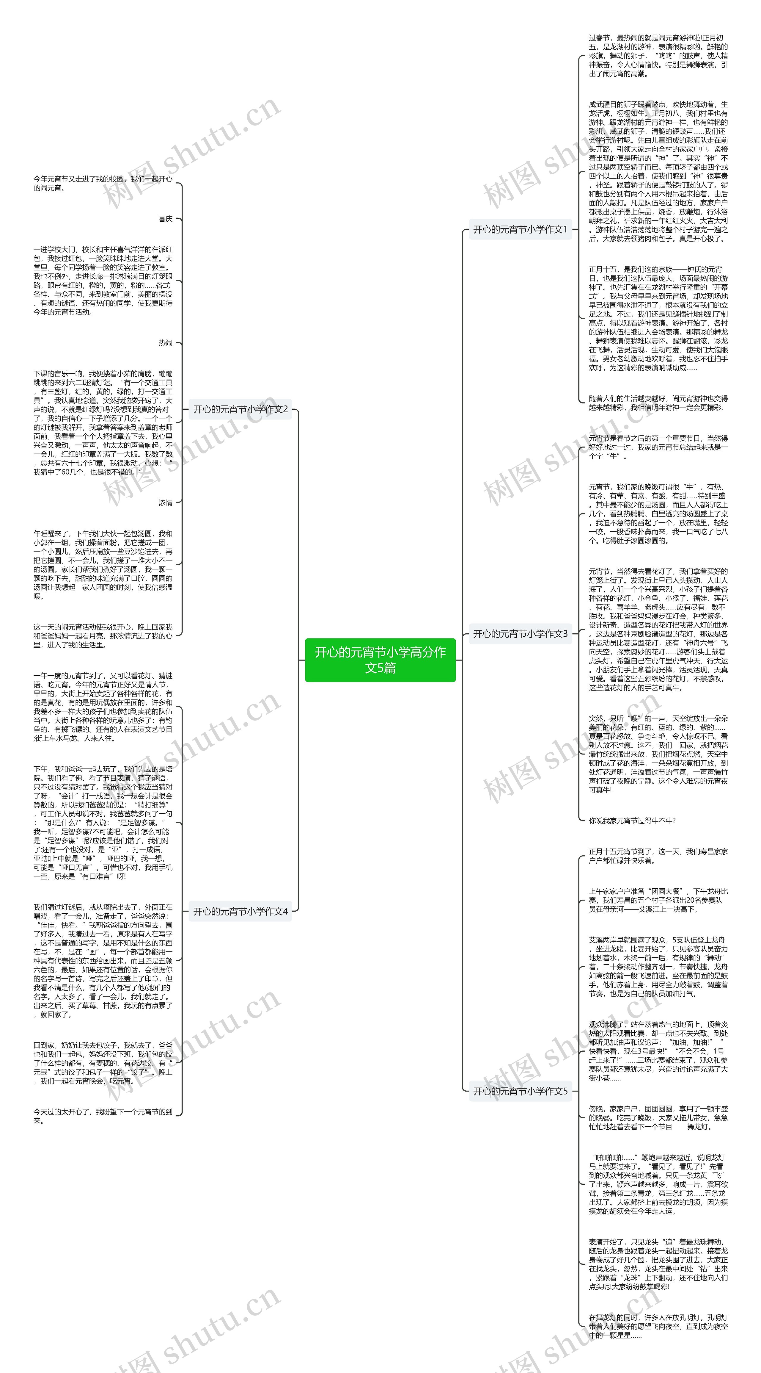 开心的元宵节小学高分作文5篇思维导图