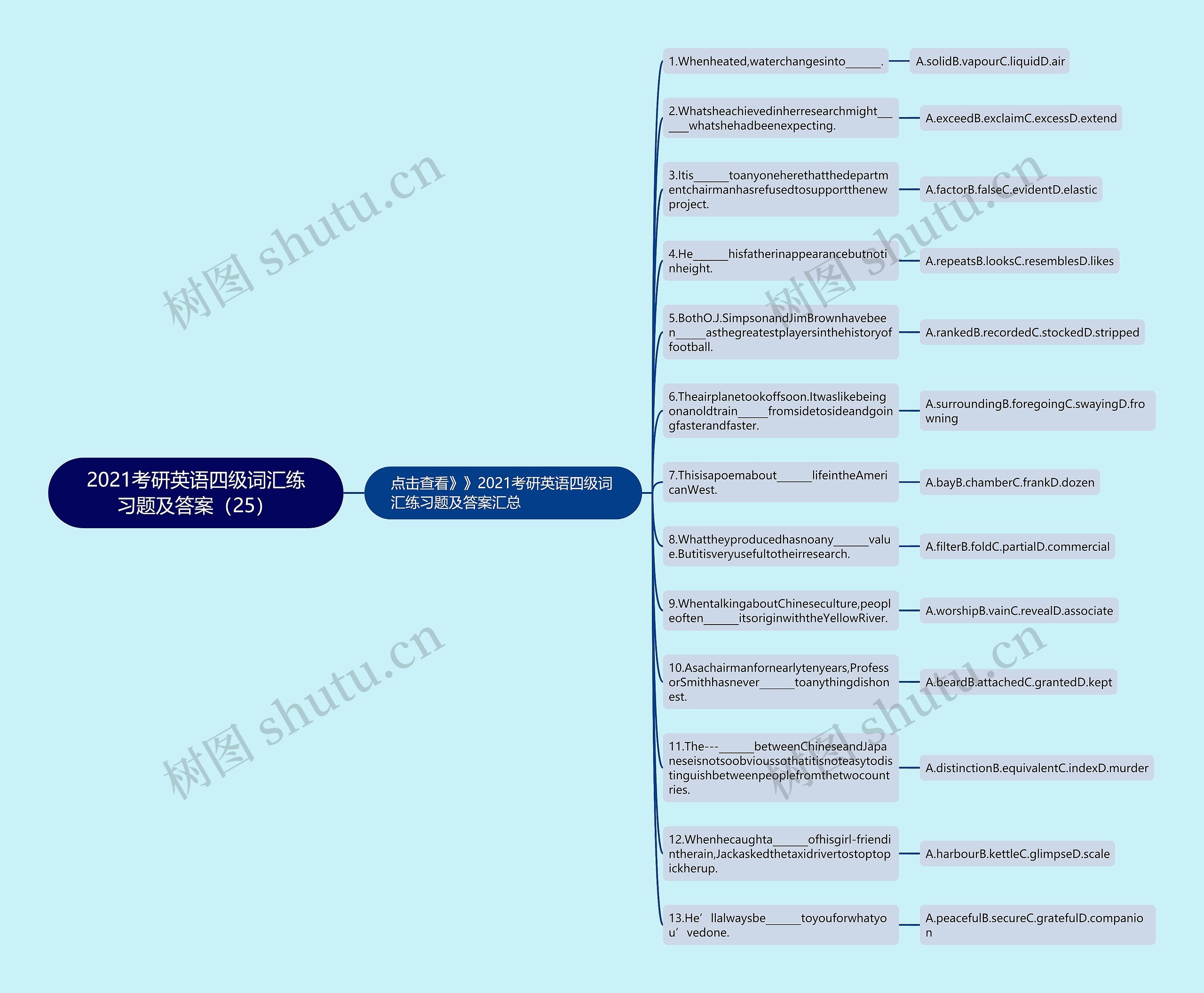 2021考研英语四级词汇练习题及答案（25）思维导图