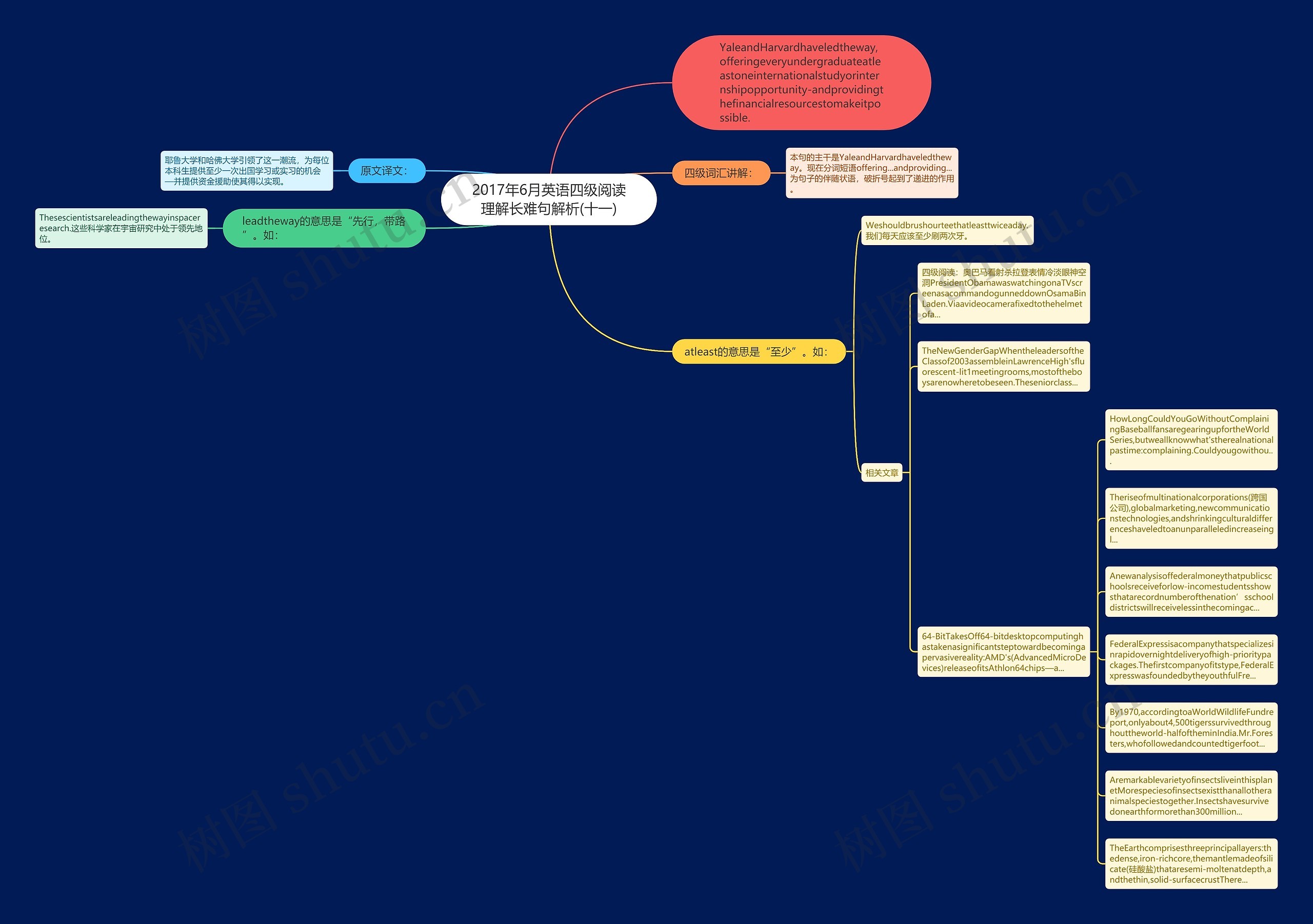 2017年6月英语四级阅读理解长难句解析(十一)思维导图