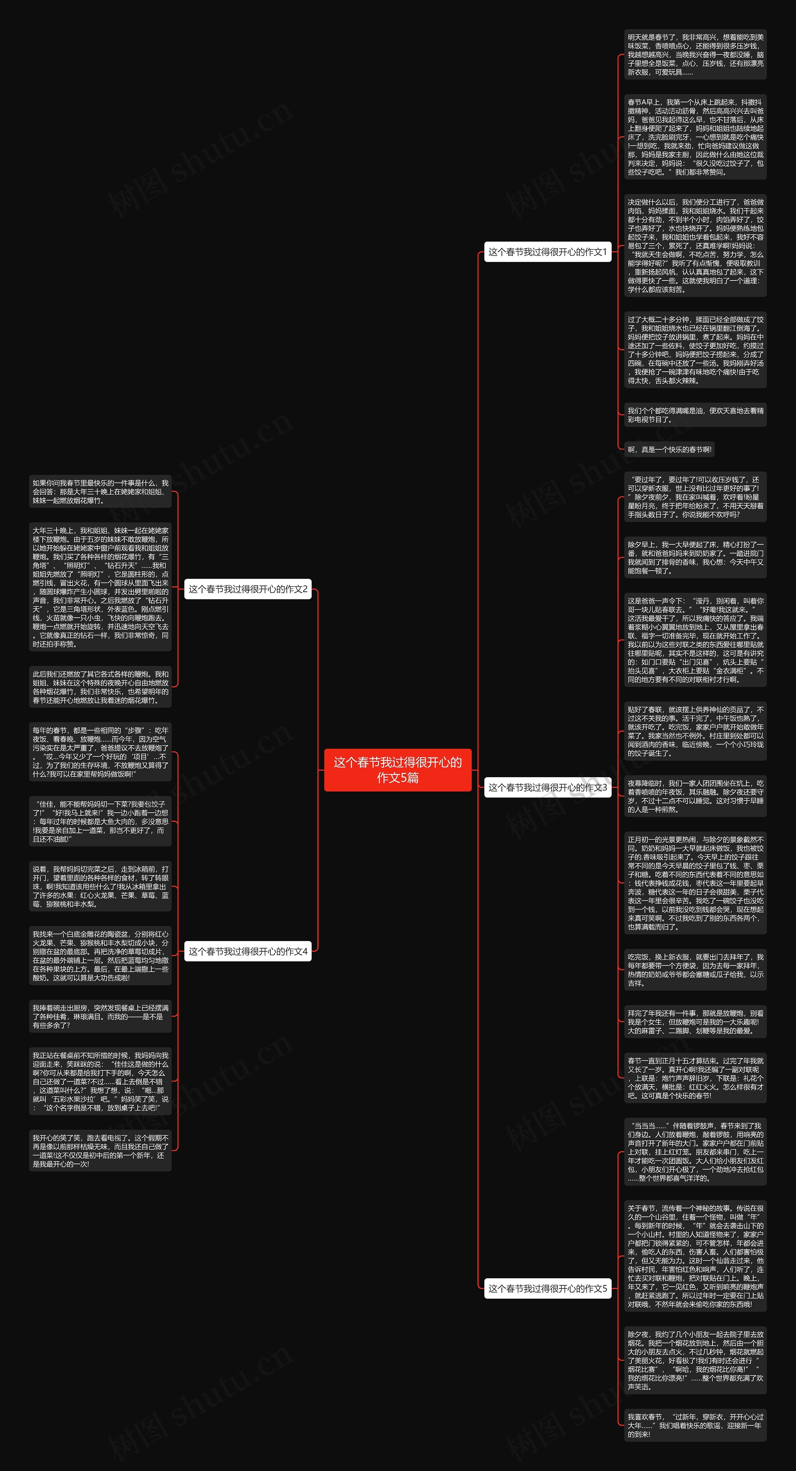 这个春节我过得很开心的作文5篇思维导图