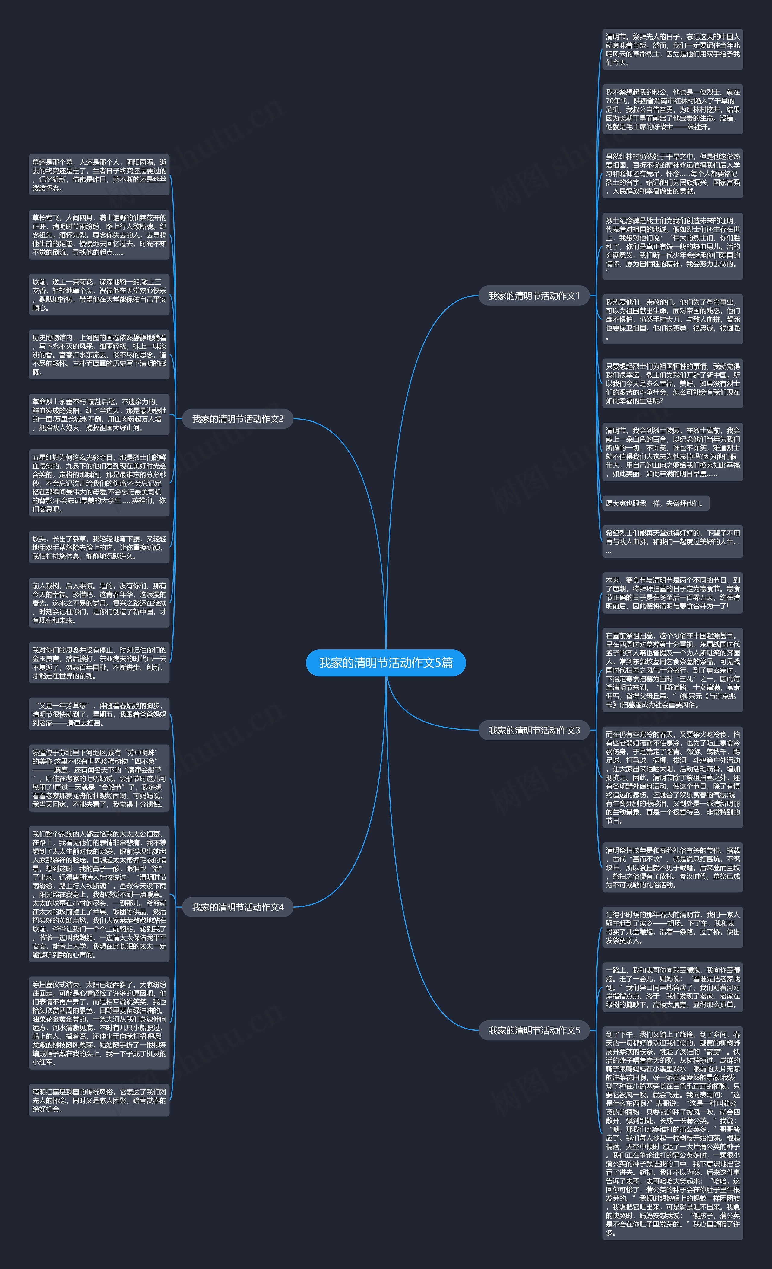 我家的清明节活动作文5篇思维导图