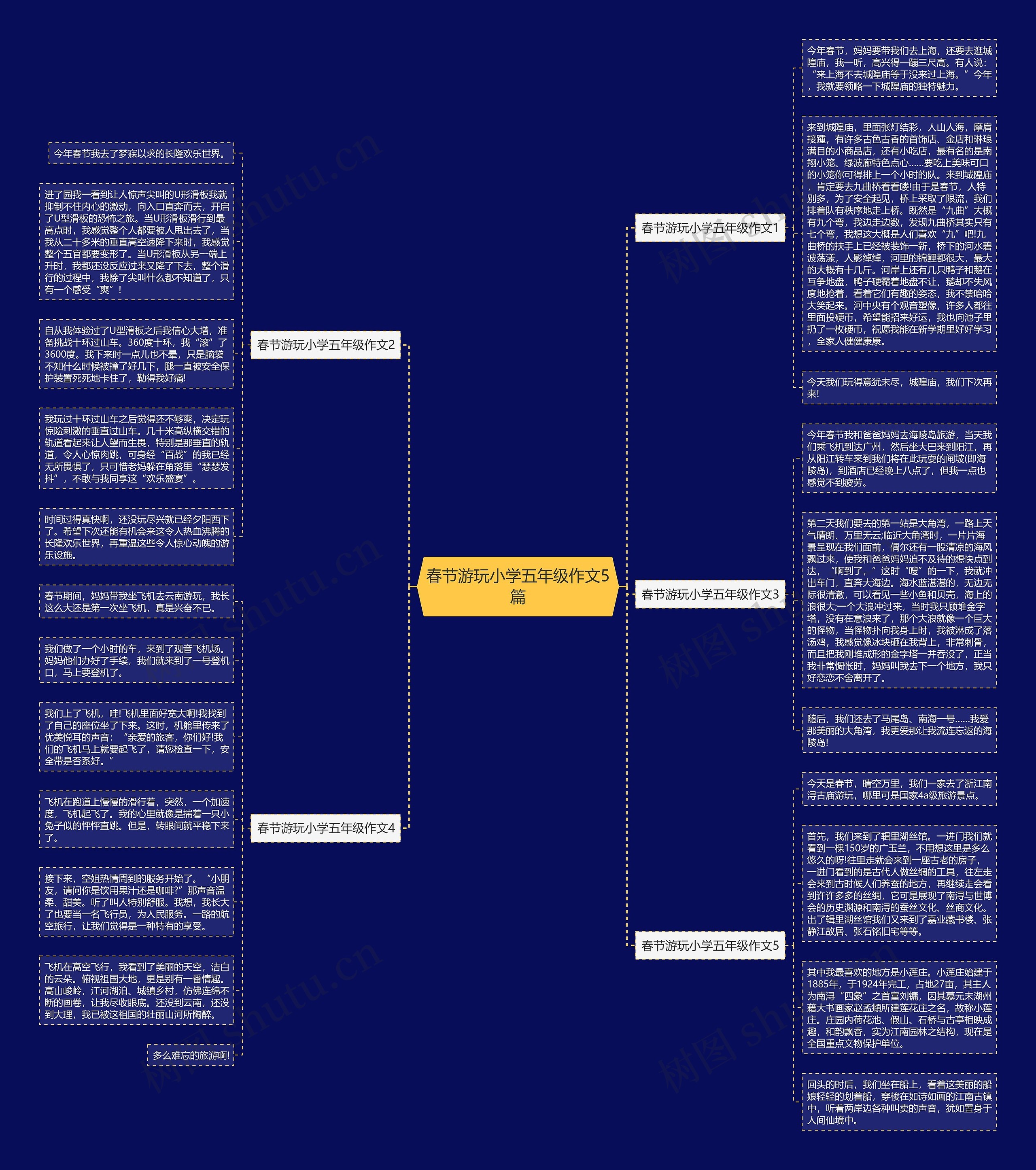 春节游玩小学五年级作文5篇思维导图
