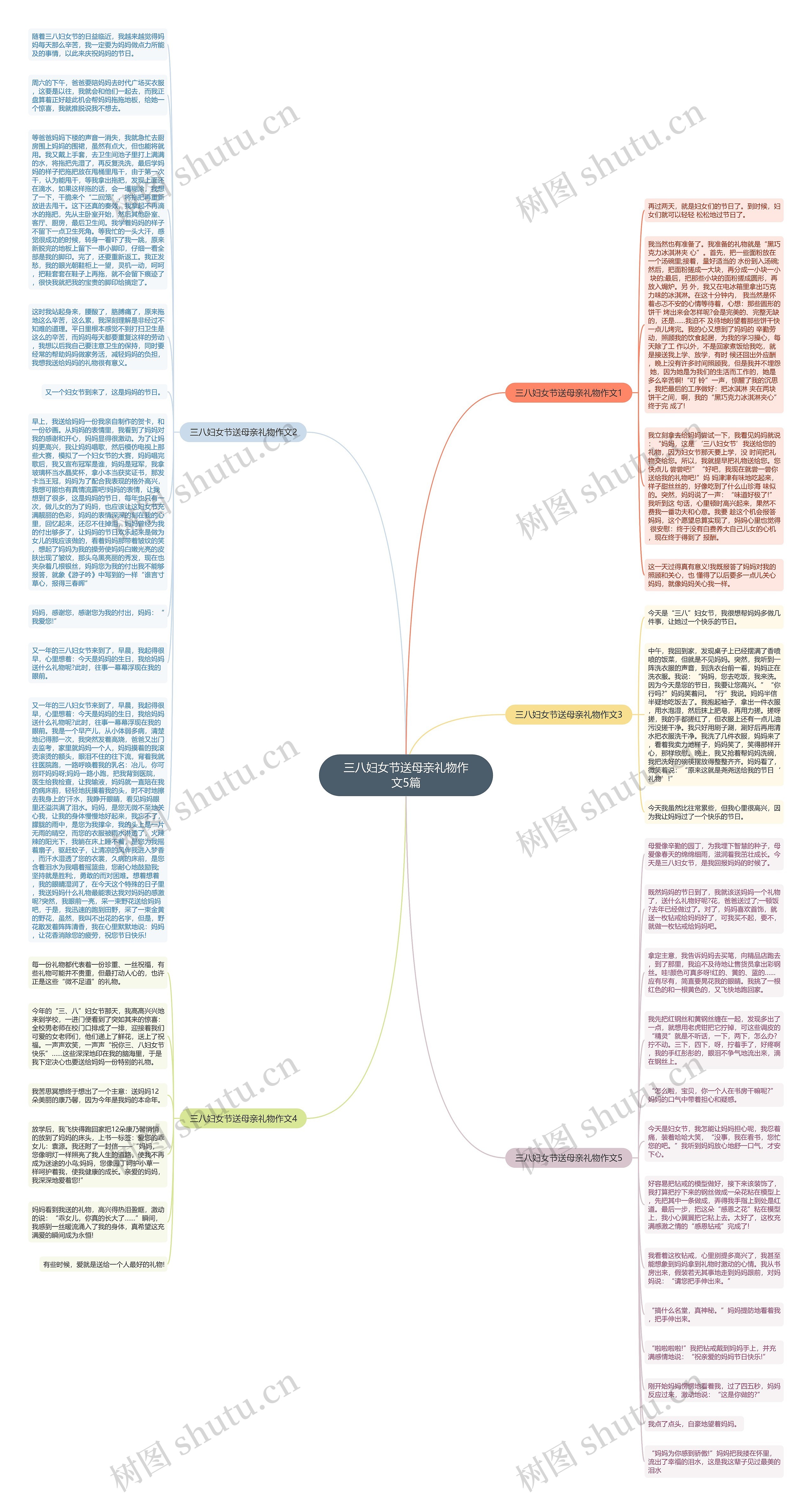 三八妇女节送母亲礼物作文5篇思维导图