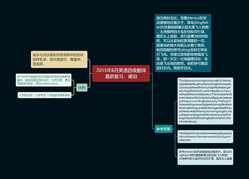 2015年6月英语四级翻译最新复习：湖泊