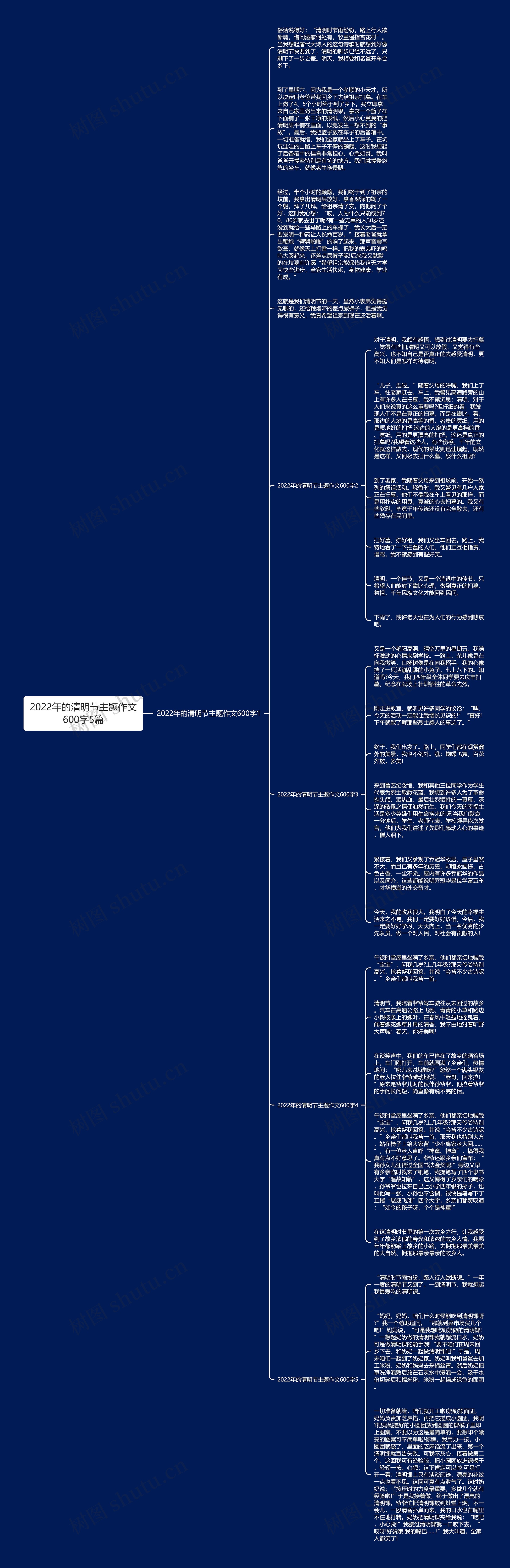 2022年的清明节主题作文600字5篇思维导图