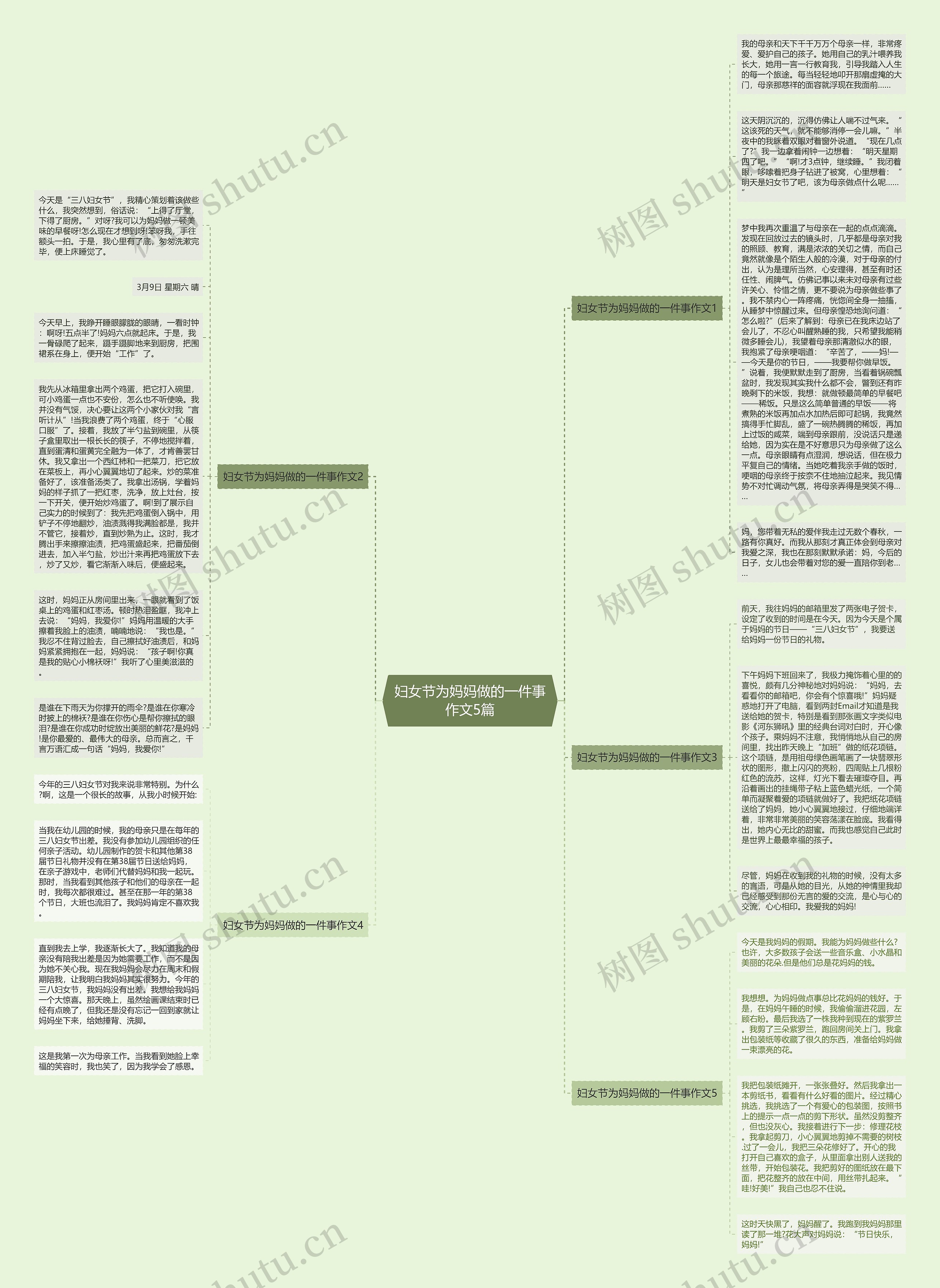 妇女节为妈妈做的一件事作文5篇思维导图