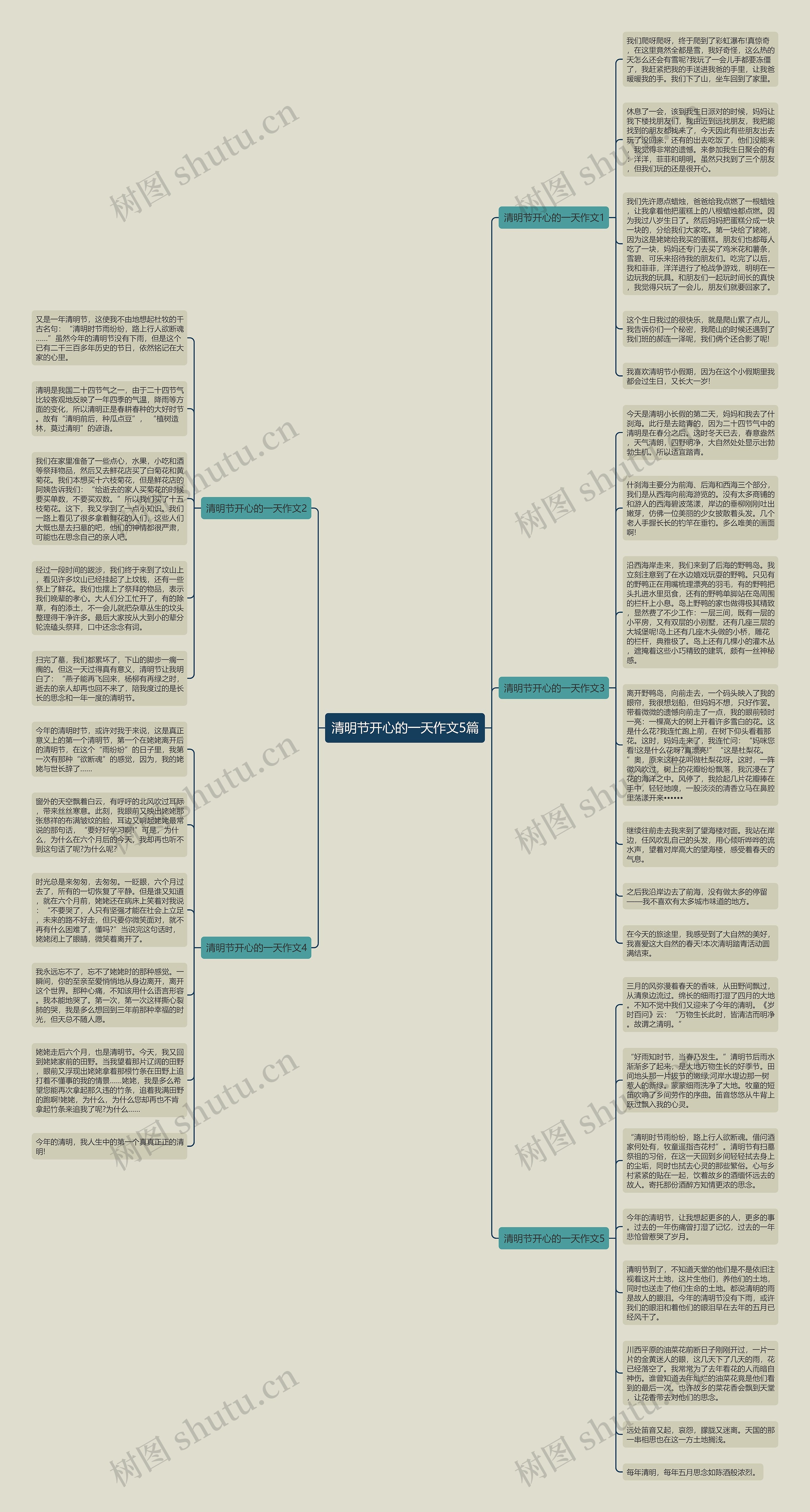 清明节开心的一天作文5篇思维导图