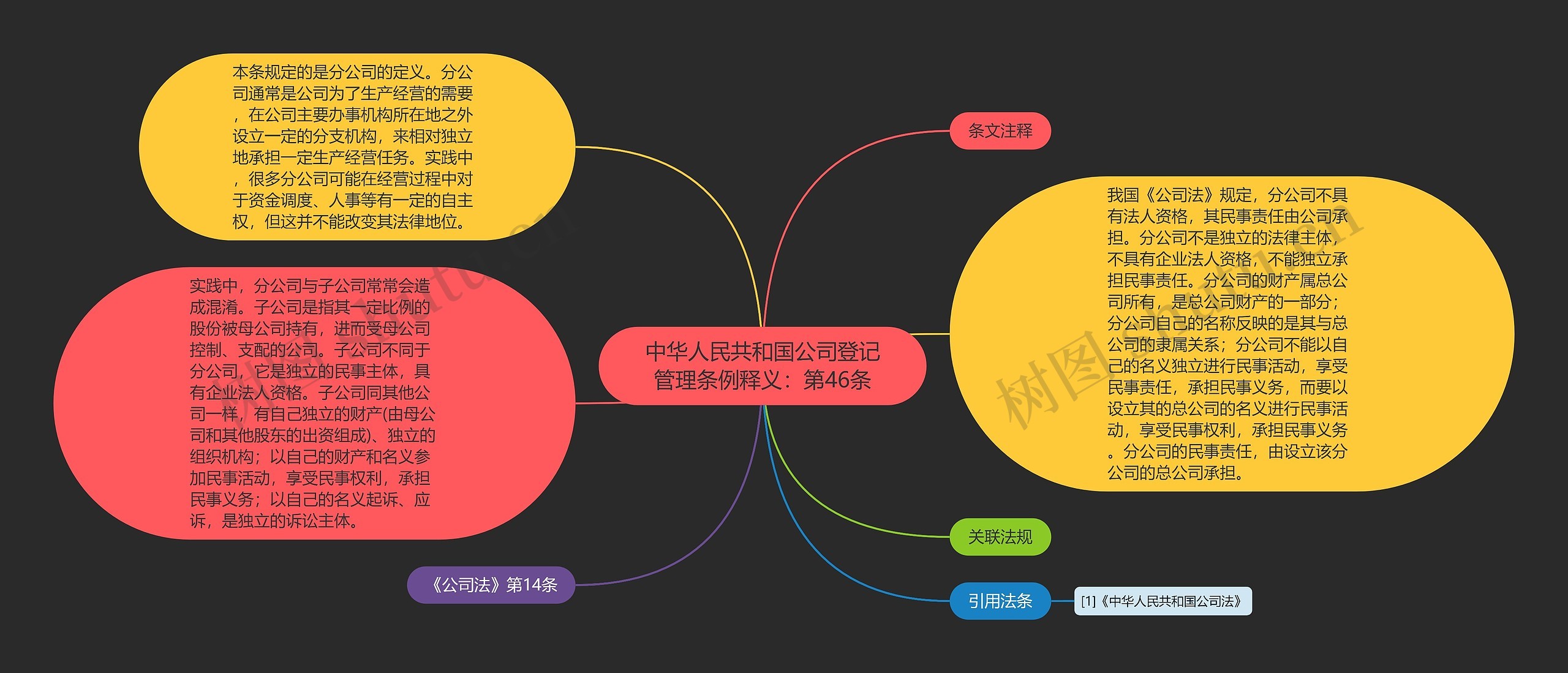 中华人民共和国公司登记管理条例释义：第46条思维导图