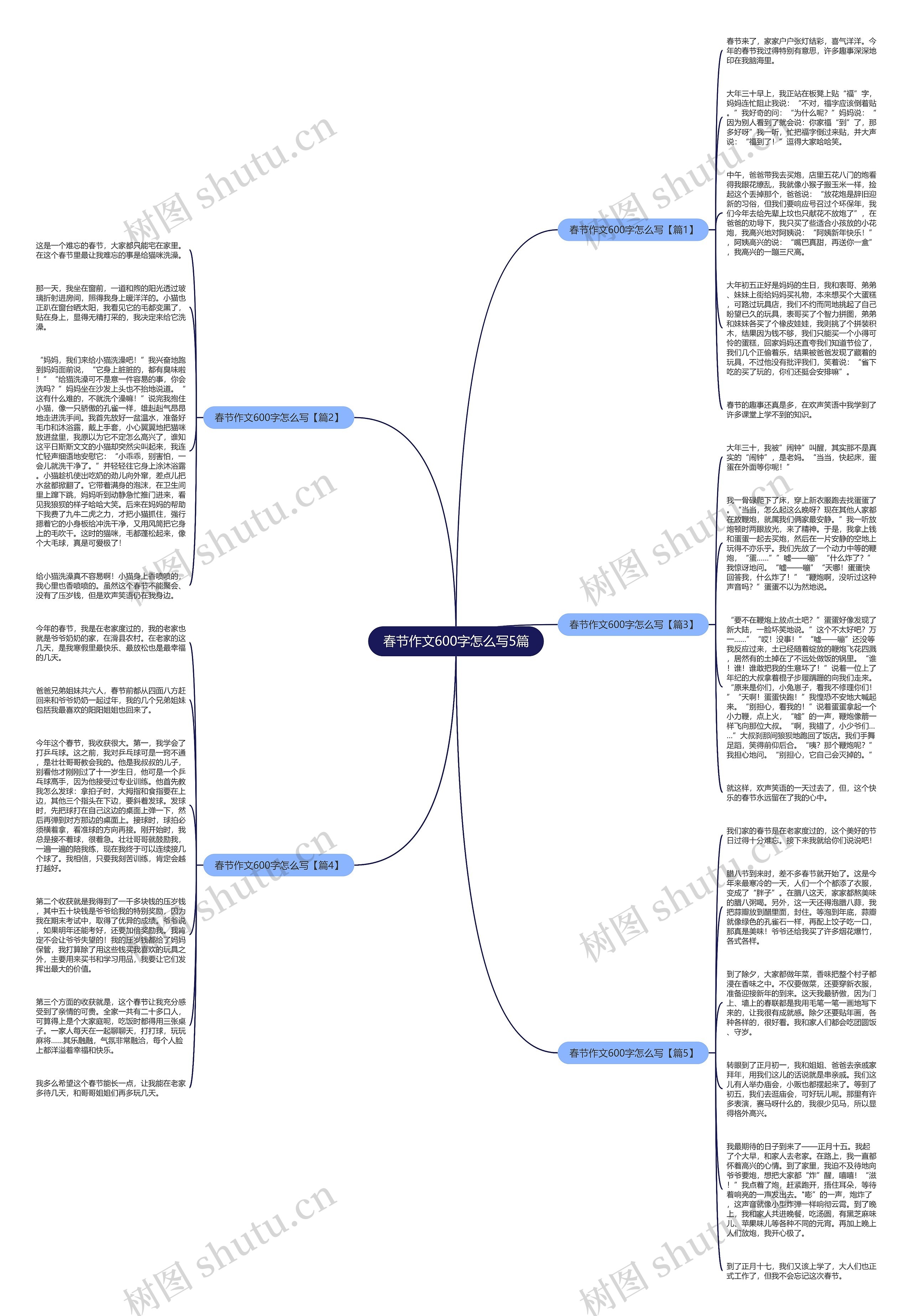 春节作文600字怎么写5篇思维导图