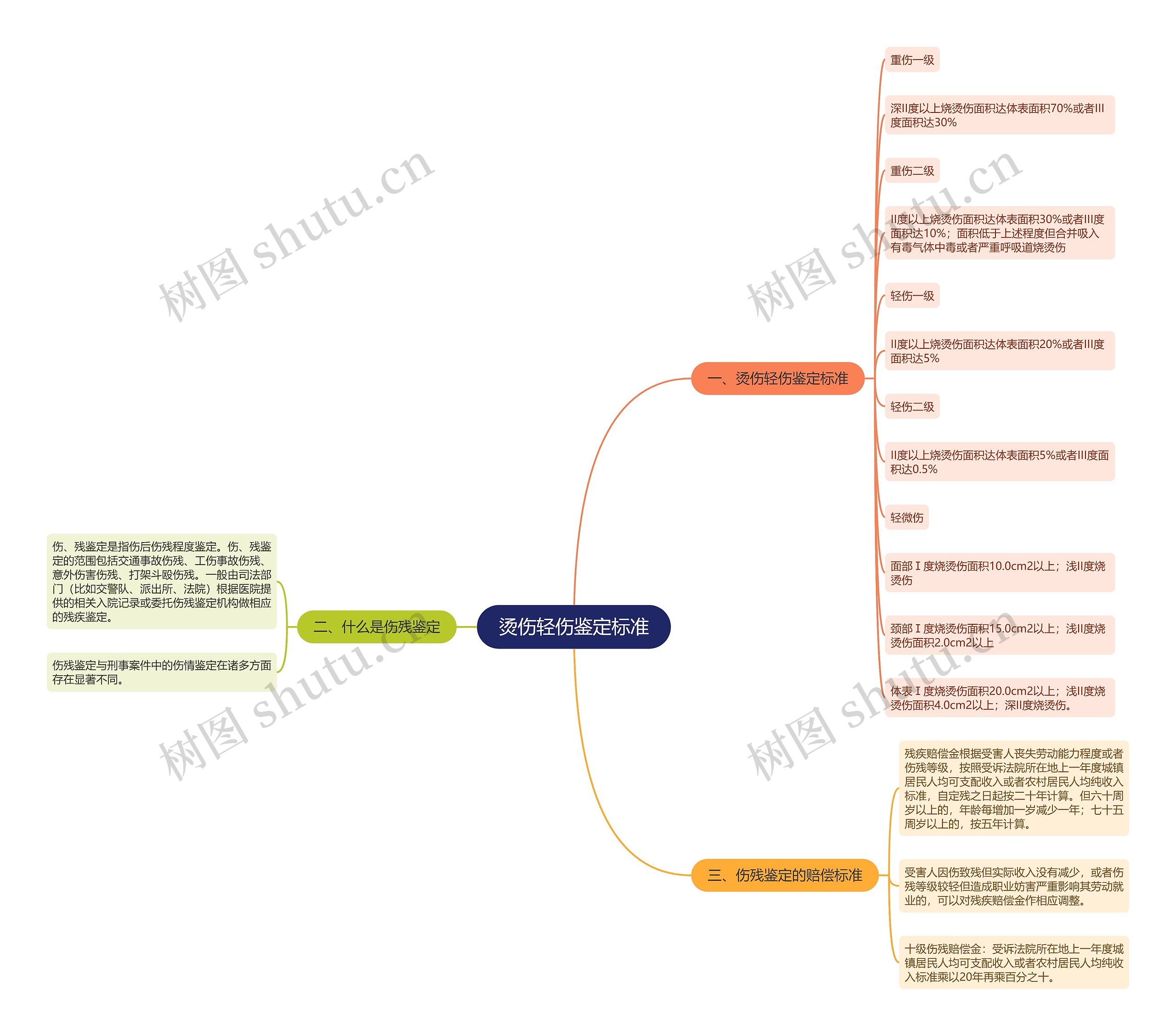 烫伤轻伤鉴定标准思维导图