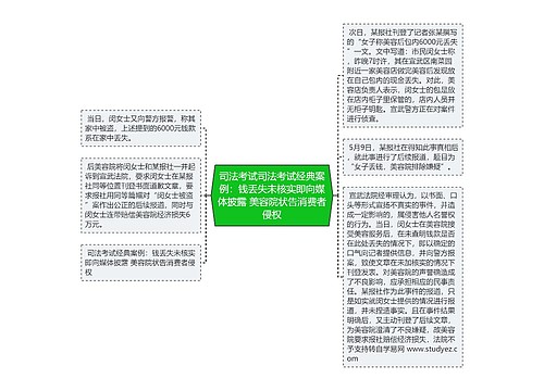 司法考试司法考试经典案例：钱丢失未核实即向媒体披露 美容院状告消费者侵权