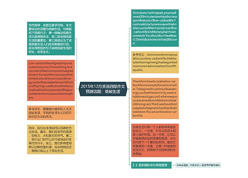 2015年12月英语四级作文预测话题：低碳生活