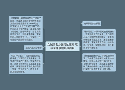 女贼偷老乡钱帮忙破案 取款录像暴露其真面目