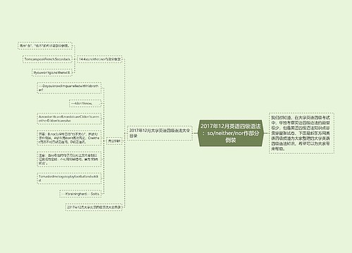 2017年12月英语四级语法：so/neither/nor作部分倒装