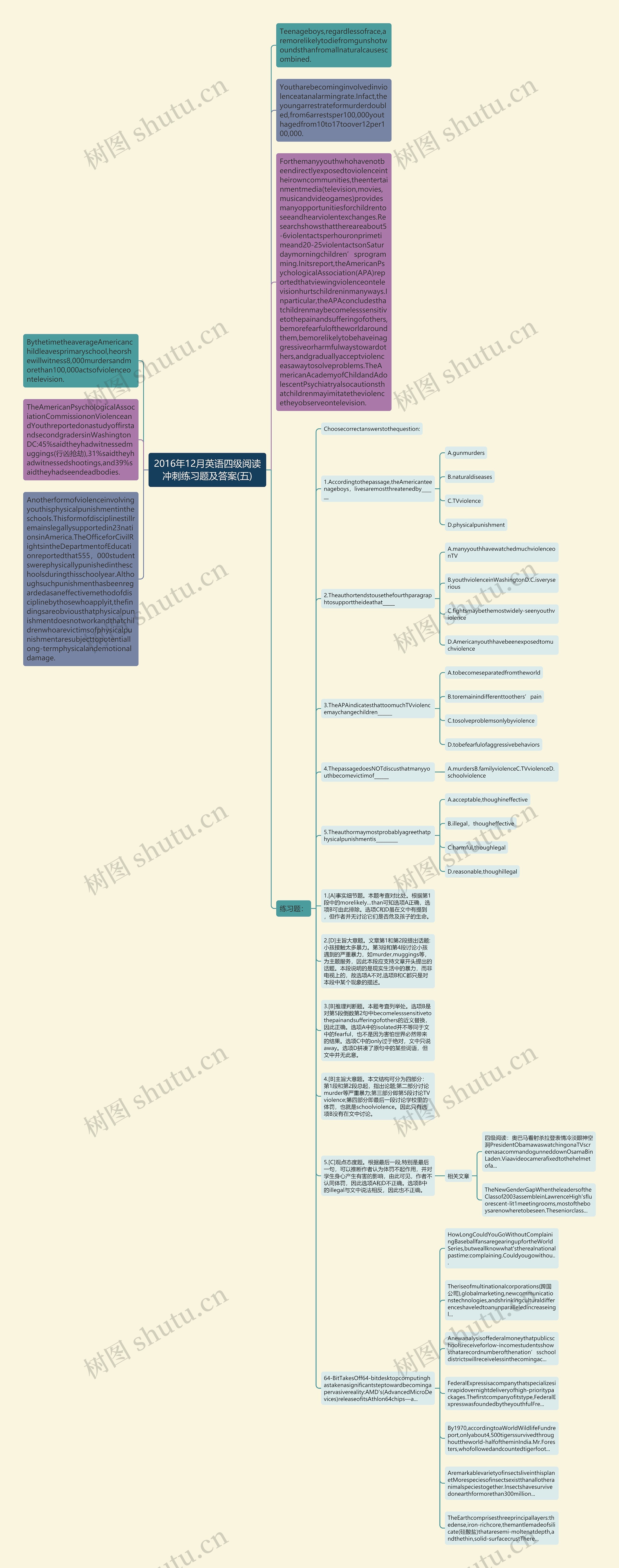 2016年12月英语四级阅读冲刺练习题及答案(五)思维导图