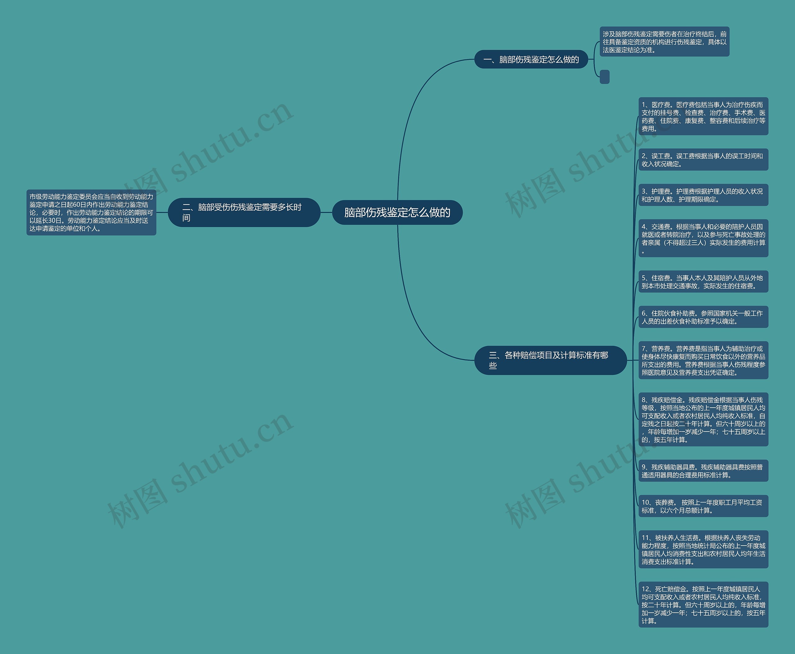 脑部伤残鉴定怎么做的思维导图