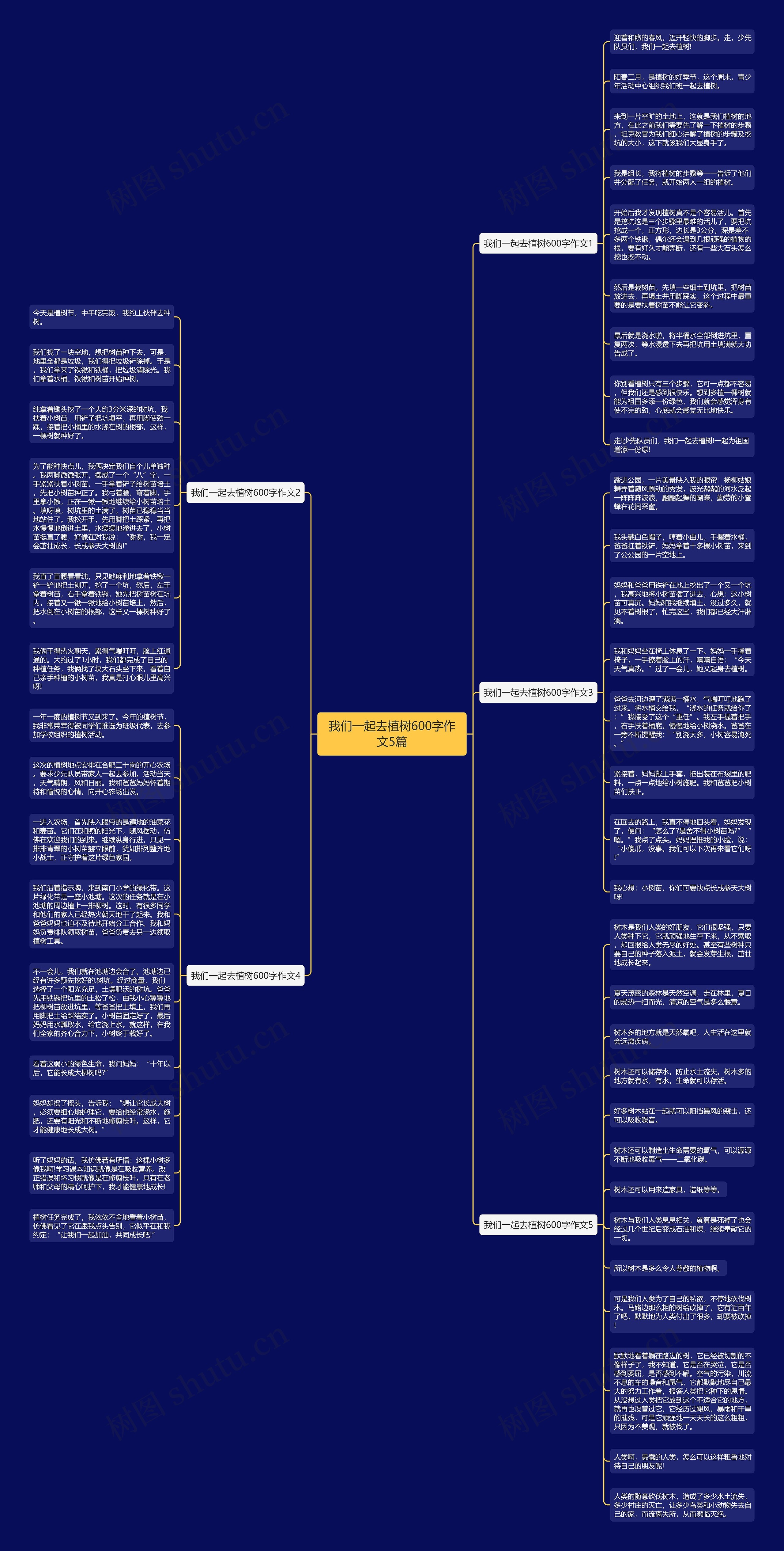 我们一起去植树600字作文5篇思维导图