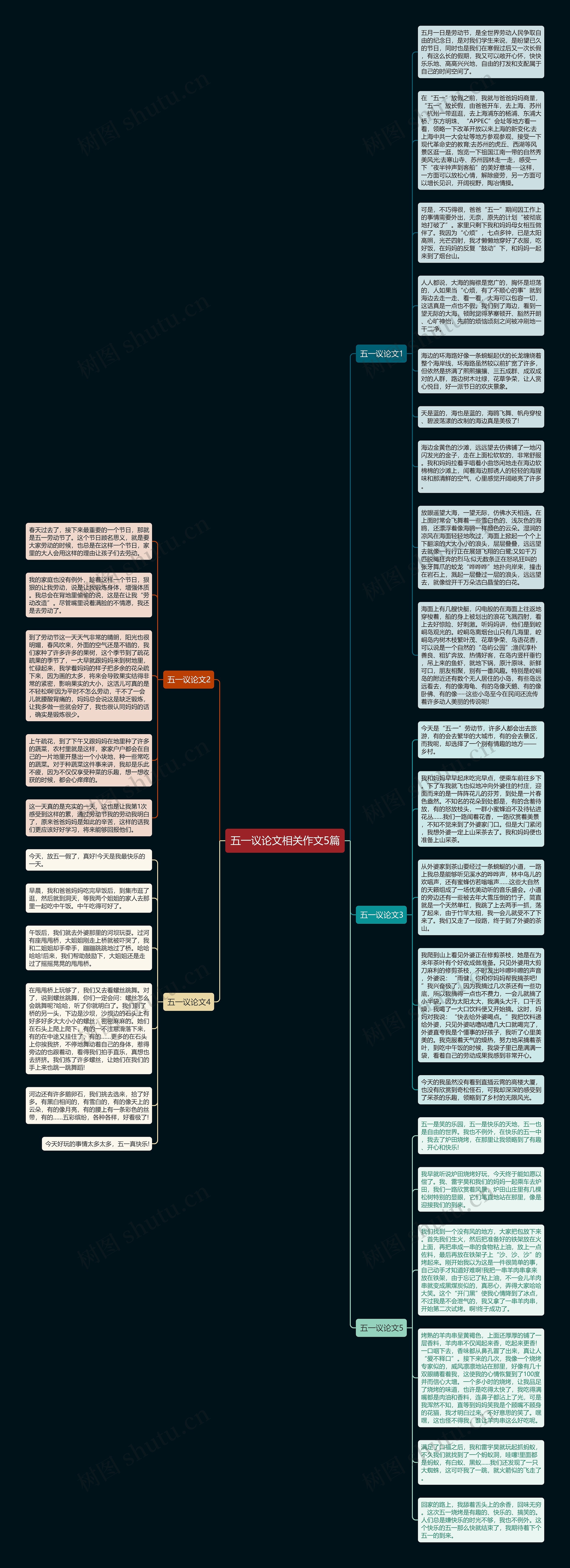 五一议论文相关作文5篇思维导图