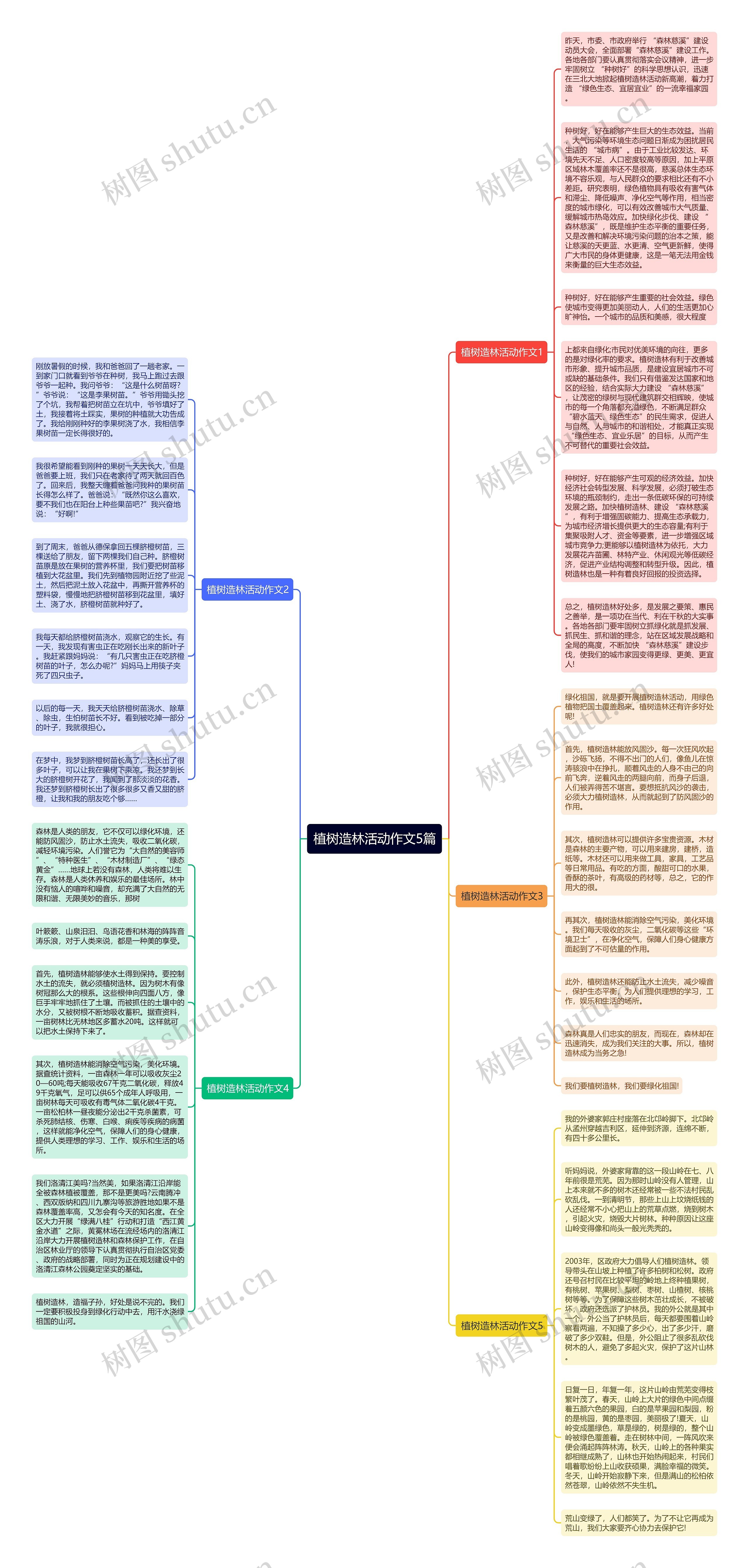 植树造林活动作文5篇思维导图