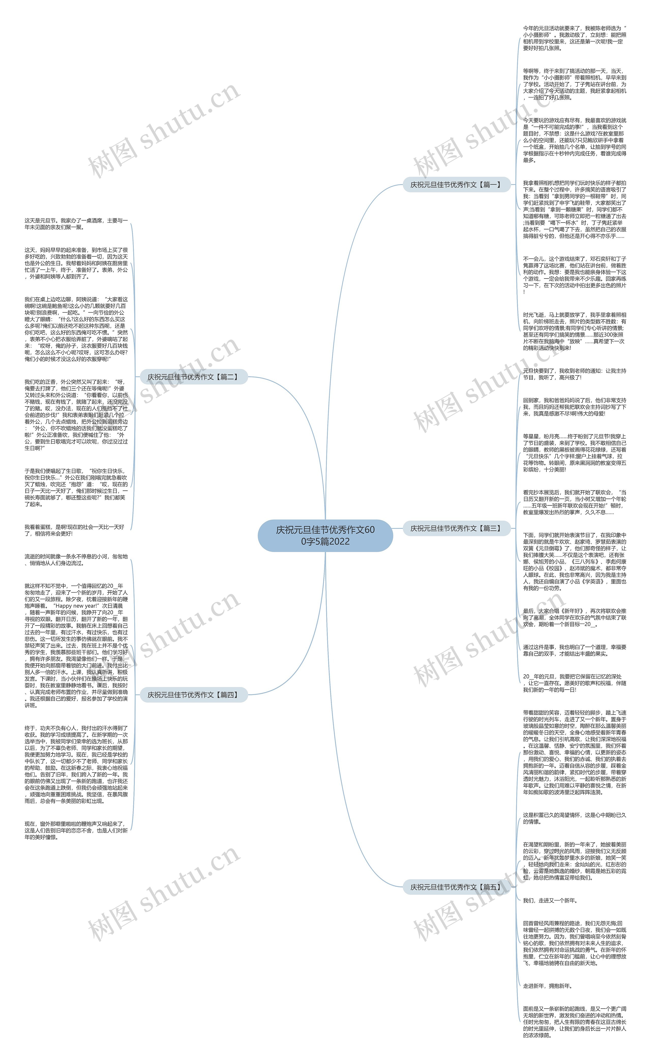 庆祝元旦佳节优秀作文600字5篇2022思维导图