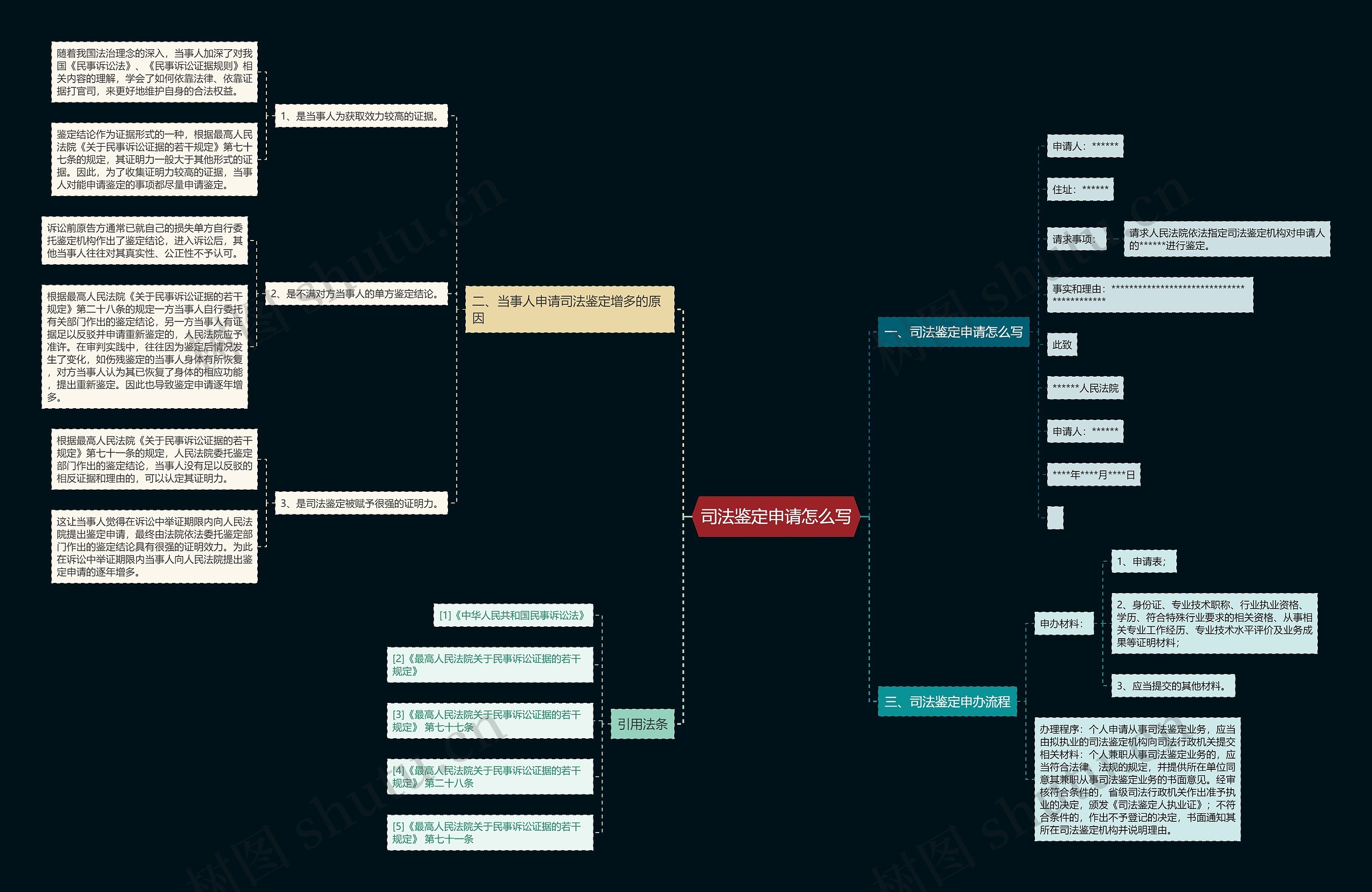 司法鉴定申请怎么写思维导图